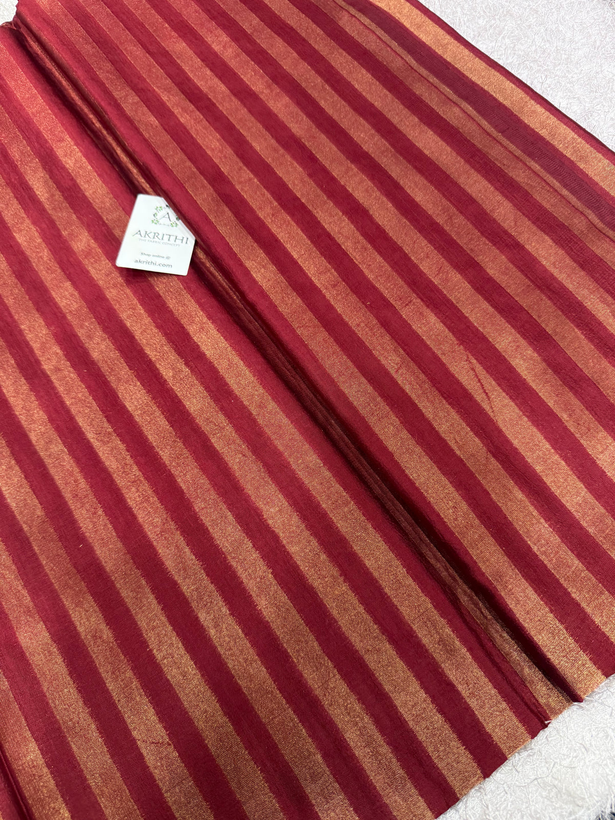 Banarasi pure dupion silk zari stripe fabric