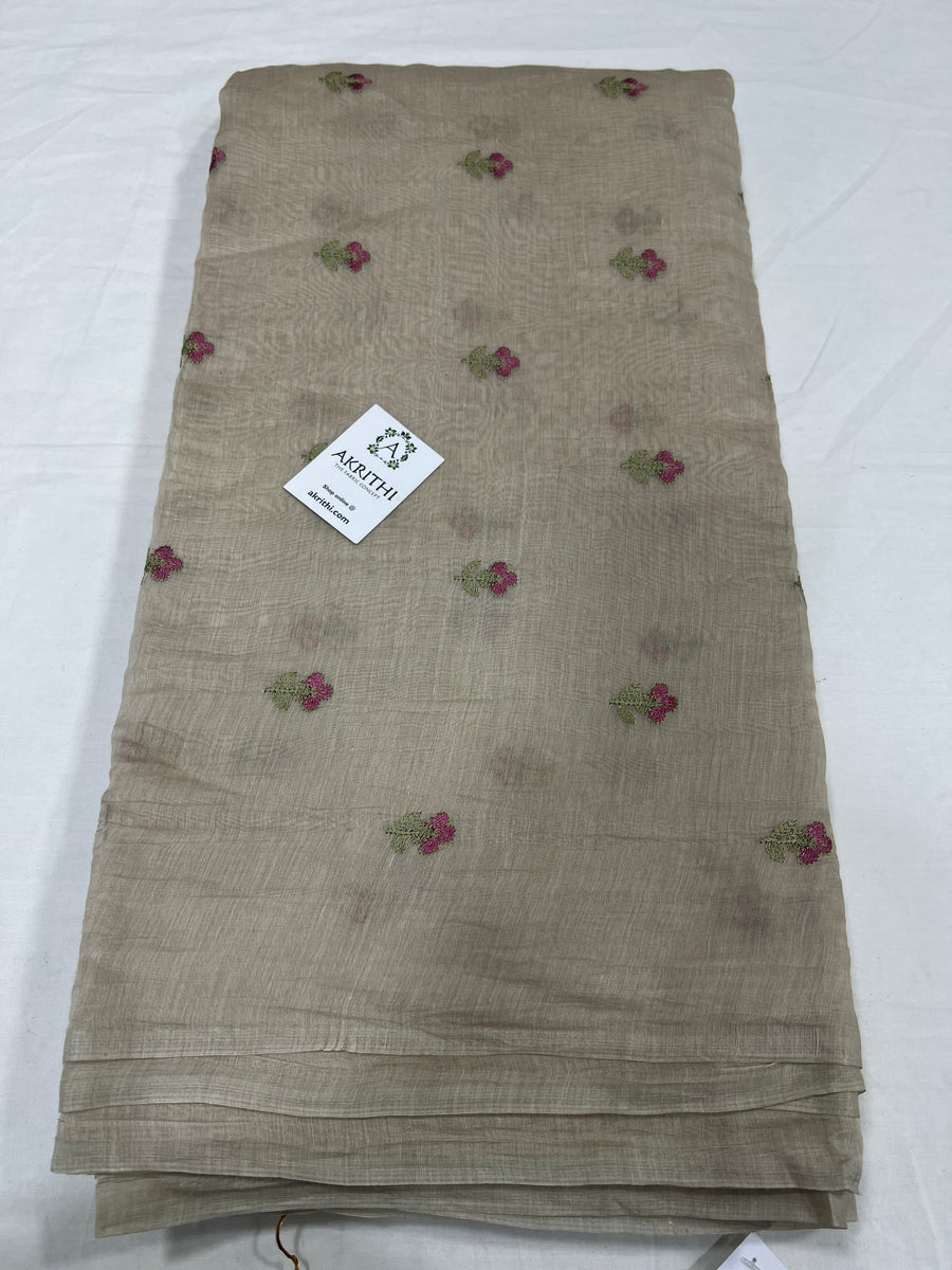 HANDLOOM MUL CHANDERI EMBROIDERED FABRIC