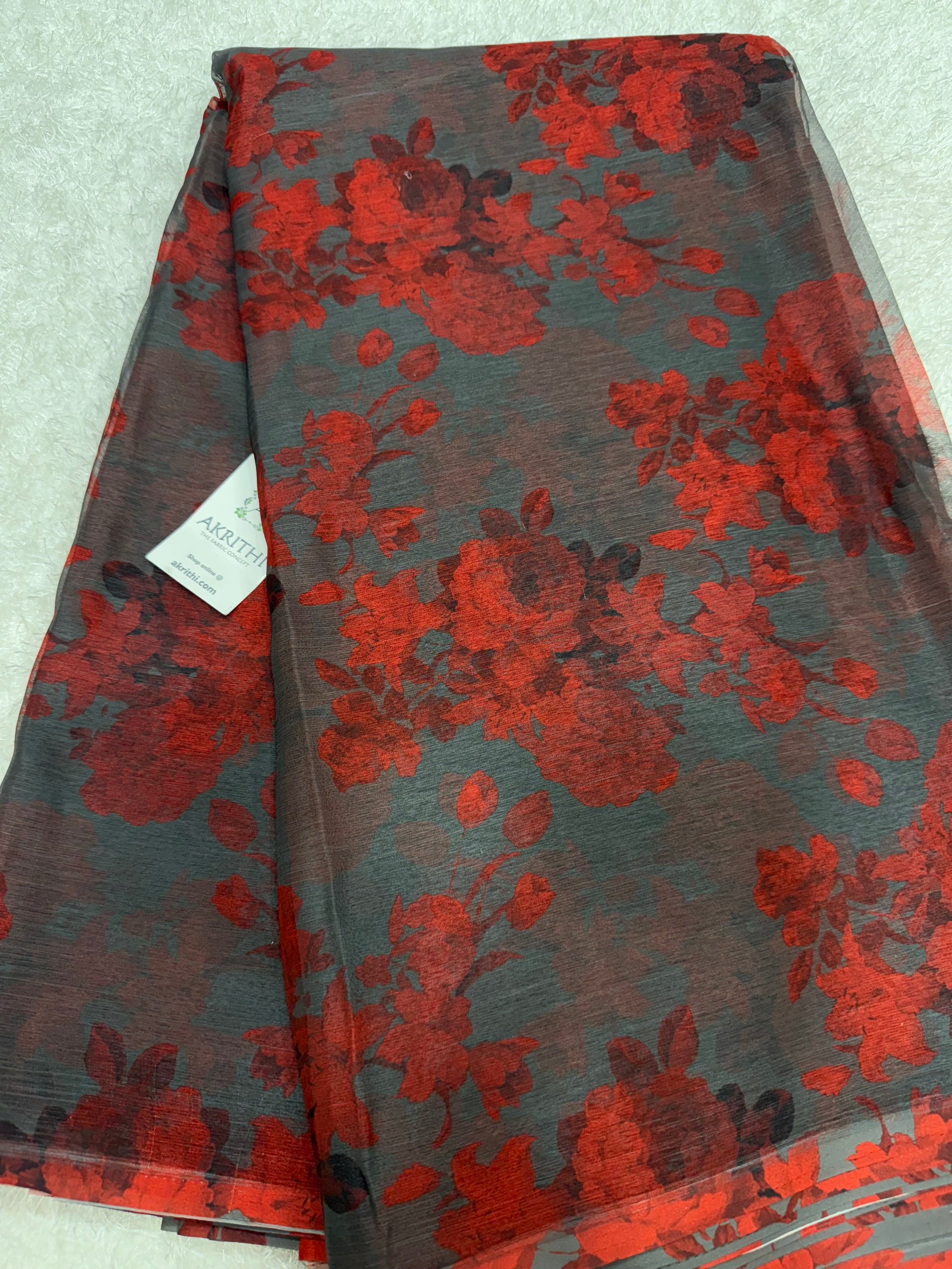 Digital floral printed chiffon fabric