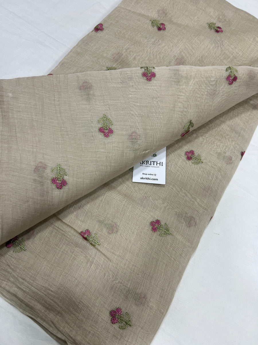 HANDLOOM MUL CHANDERI EMBROIDERED FABRIC