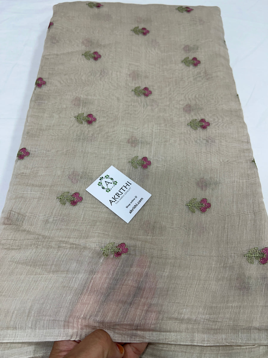 HANDLOOM MUL CHANDERI EMBROIDERED FABRIC