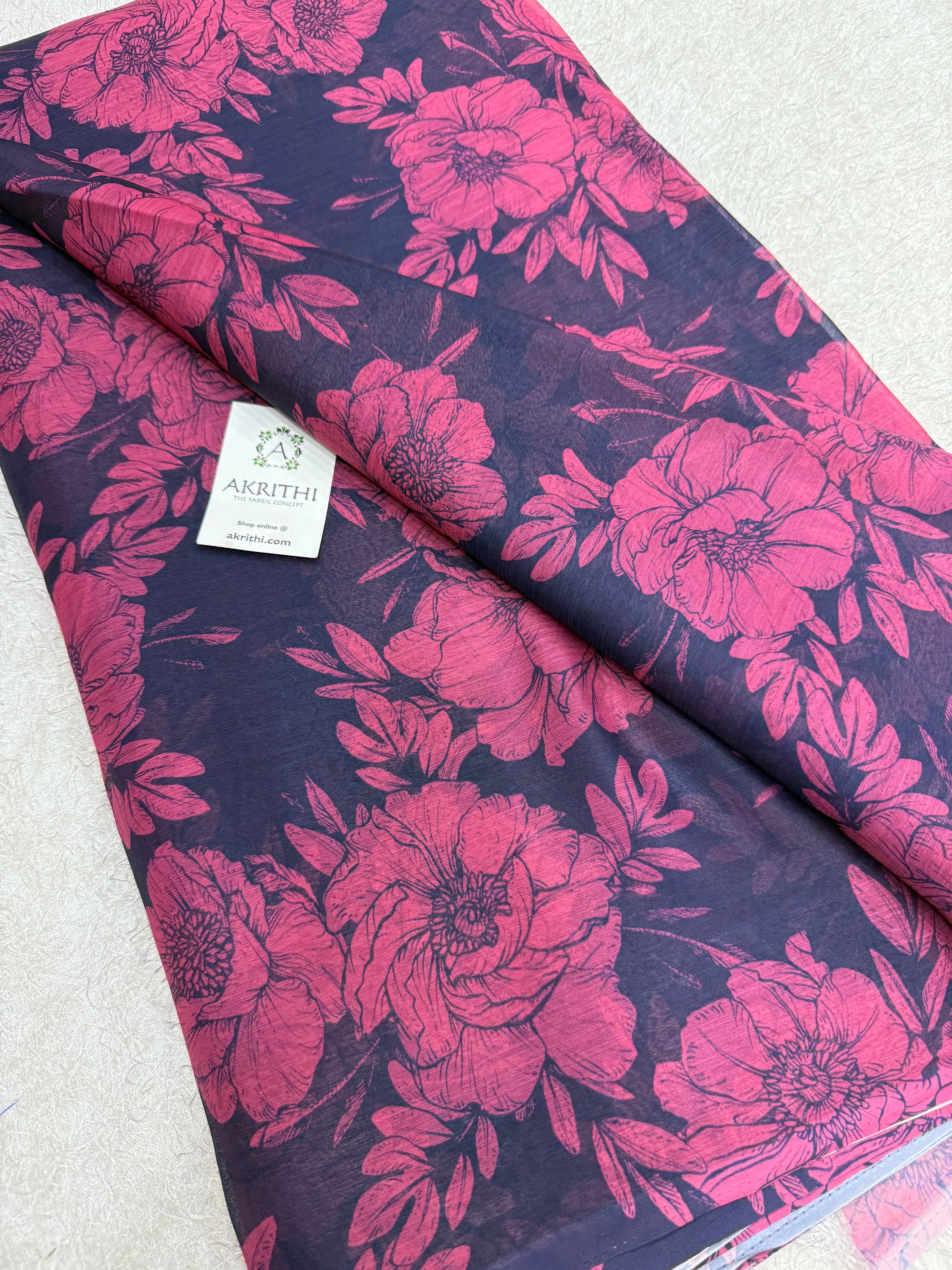 Digital floral printed chiffon fabric