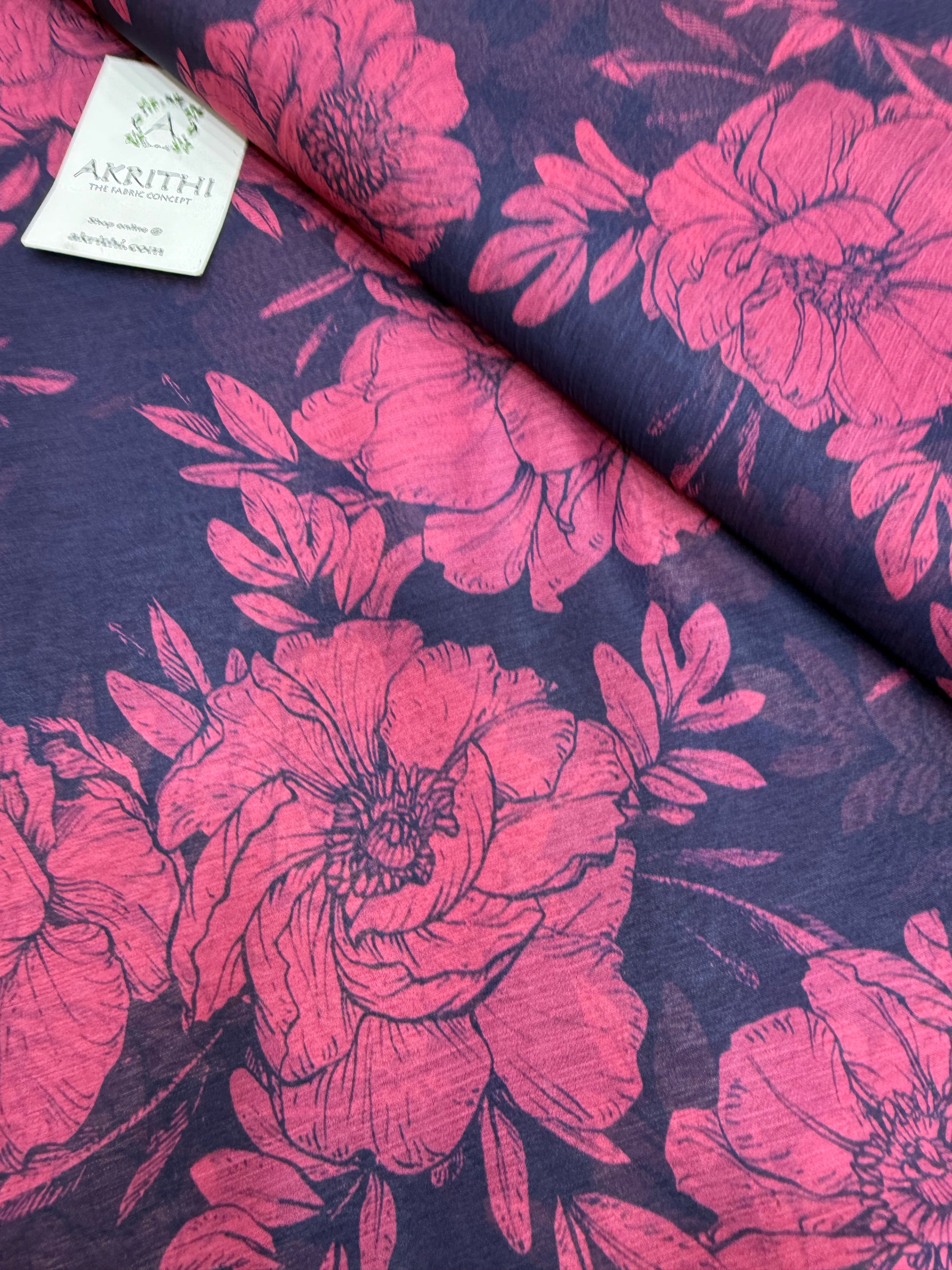 Digital floral printed chiffon fabric