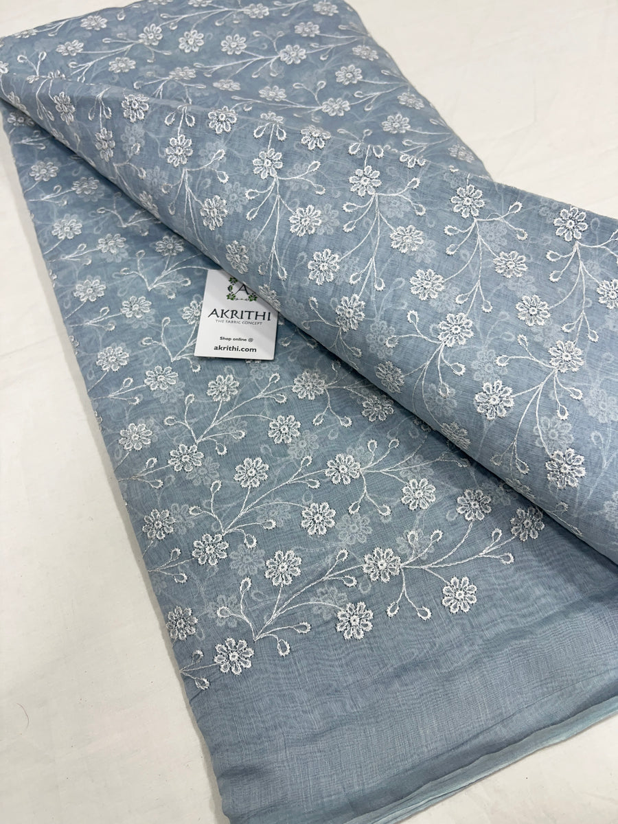 HANDLOOM MUL CHANDERI EMBROIDERED FABRIC