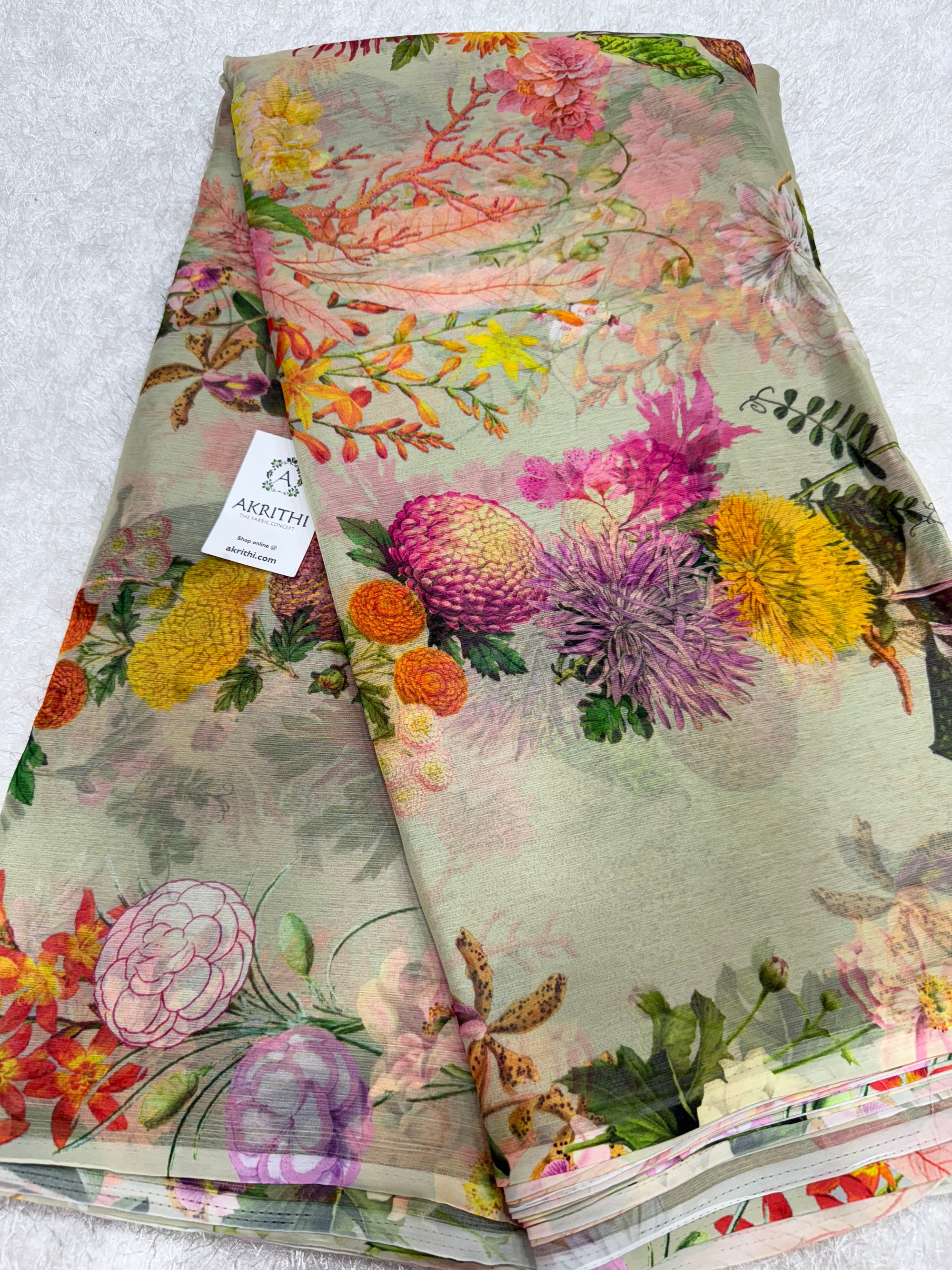 Digital floral printed chiffon fabric