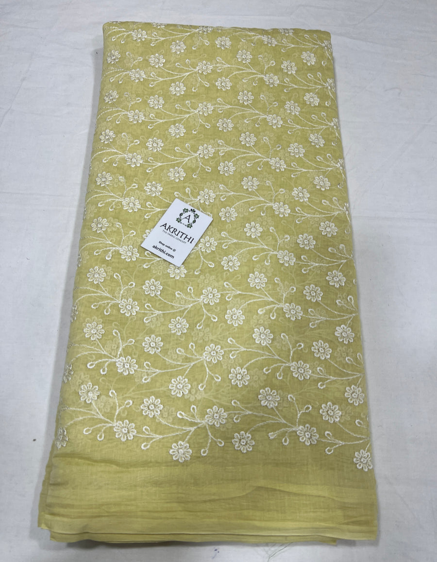 HANDLOOM MUL CHANDERI EMBROIDERED FABRIC