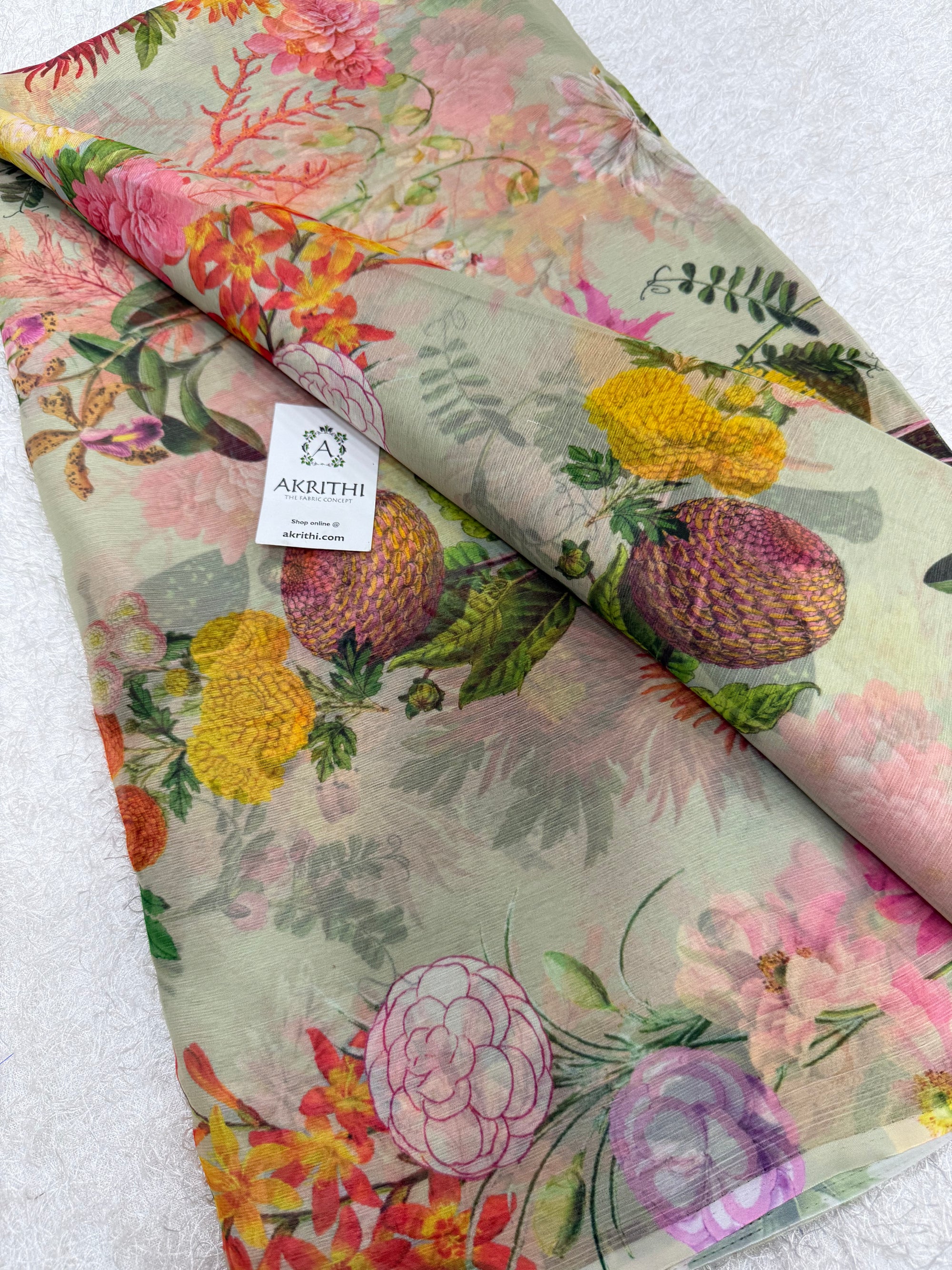 Digital floral printed chiffon fabric