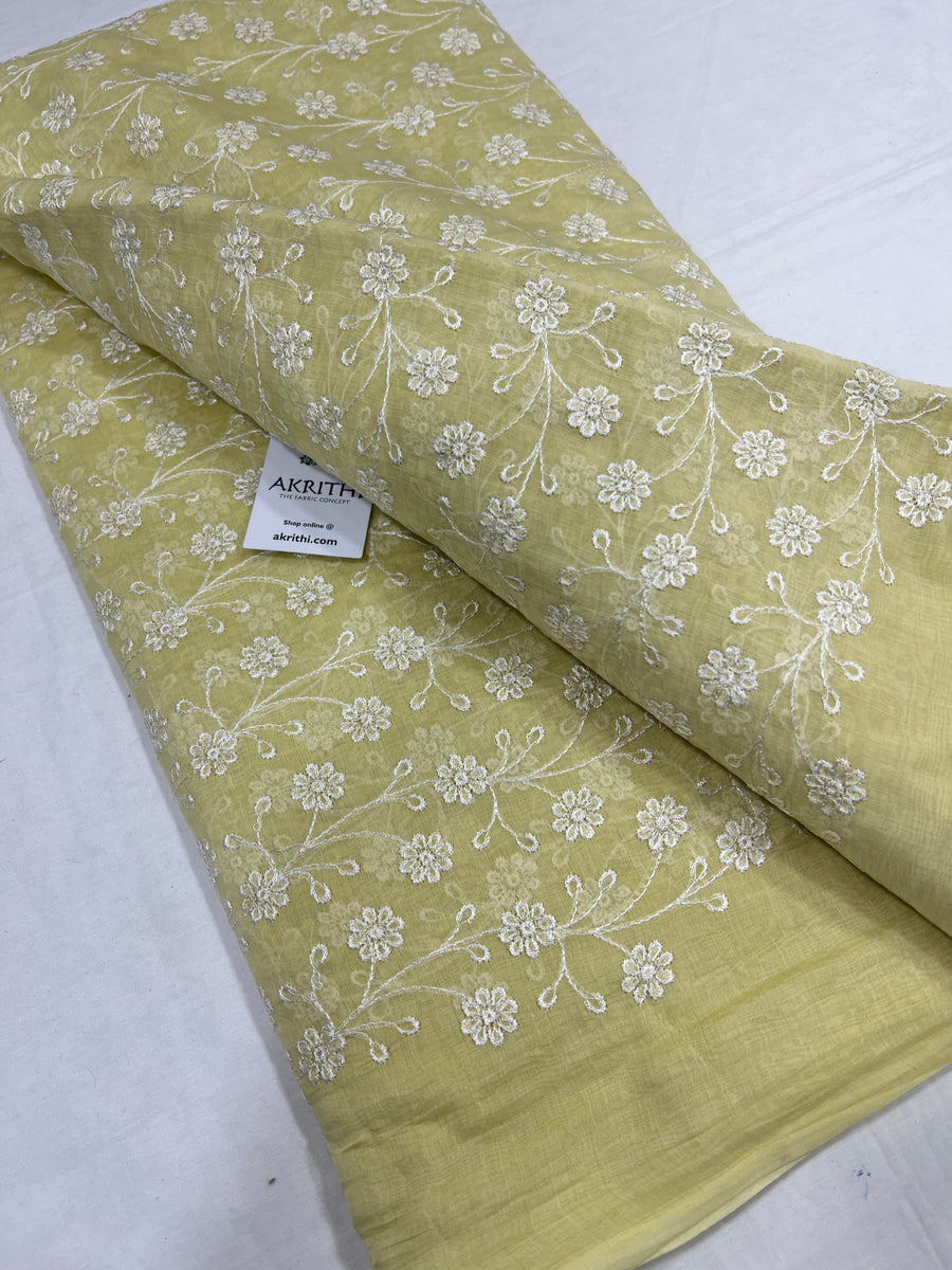 HANDLOOM MUL CHANDERI EMBROIDERED FABRIC