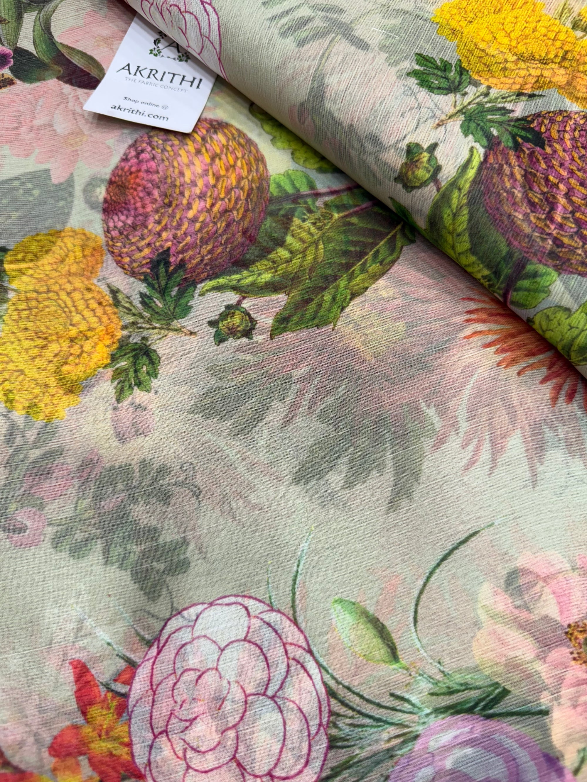 Digital floral printed chiffon fabric