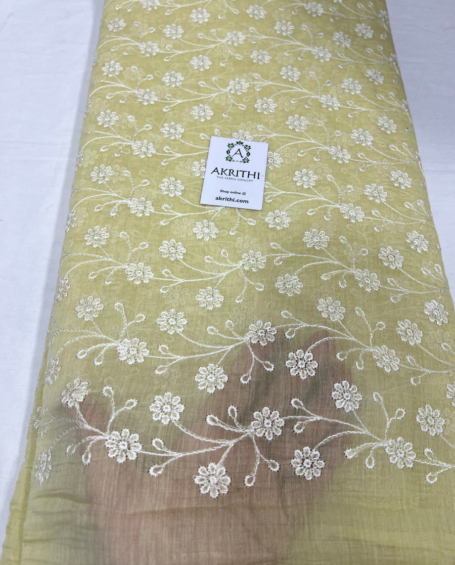 HANDLOOM MUL CHANDERI EMBROIDERED FABRIC