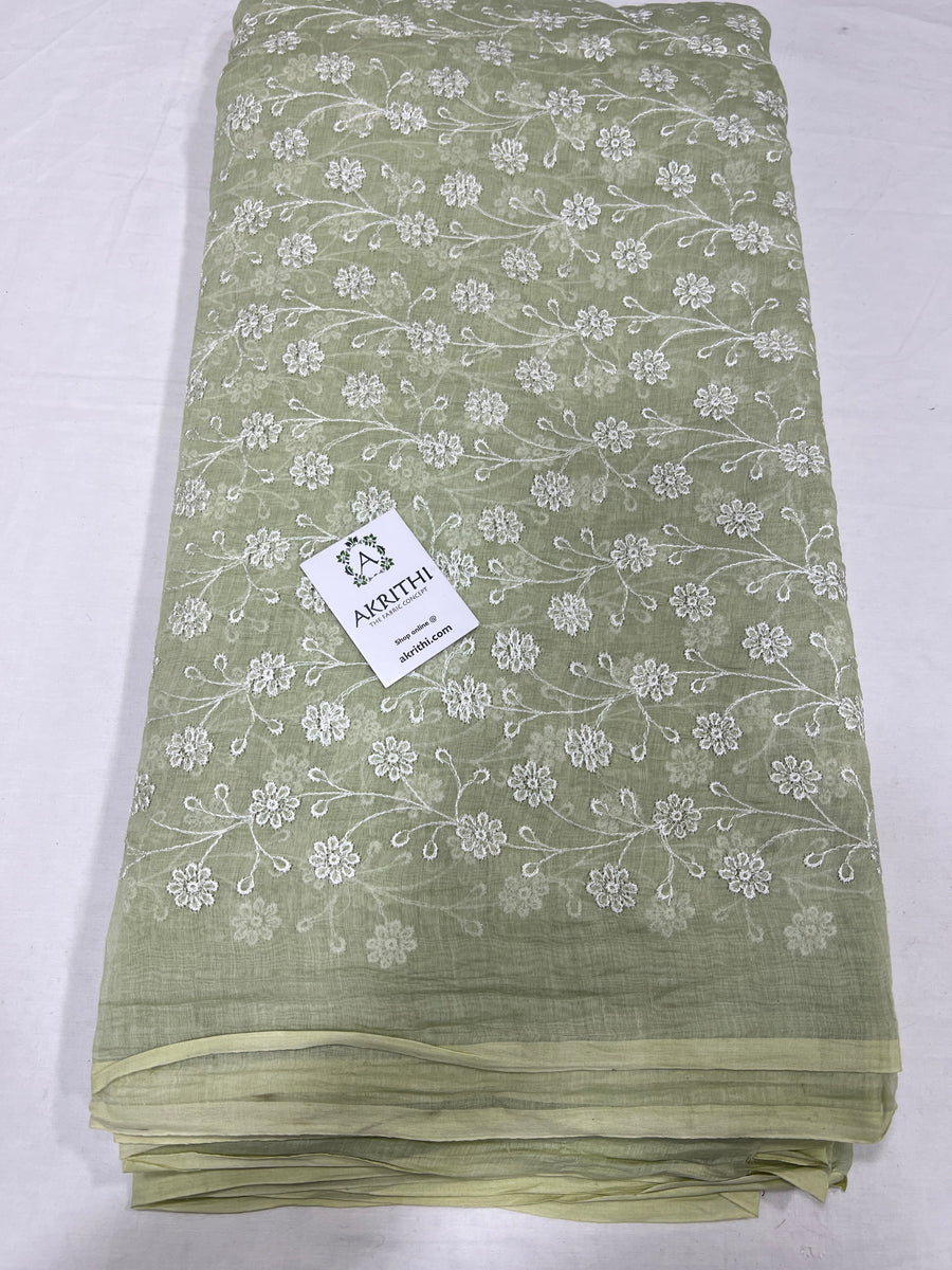 HANDLOOM MUL CHANDERI EMBROIDERED FABRIC