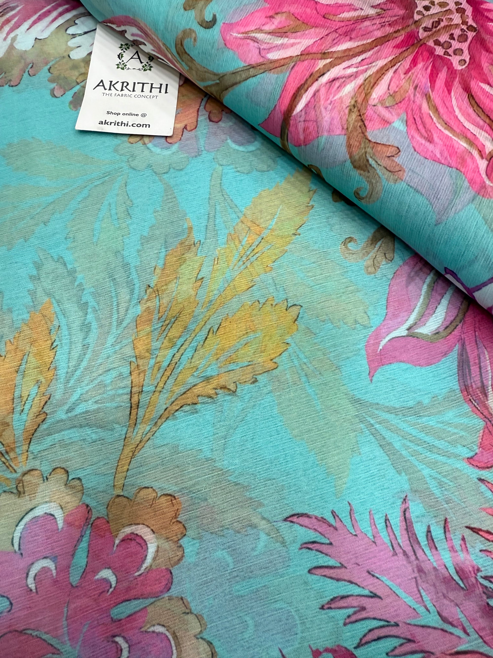 Digital floral printed chiffon fabric