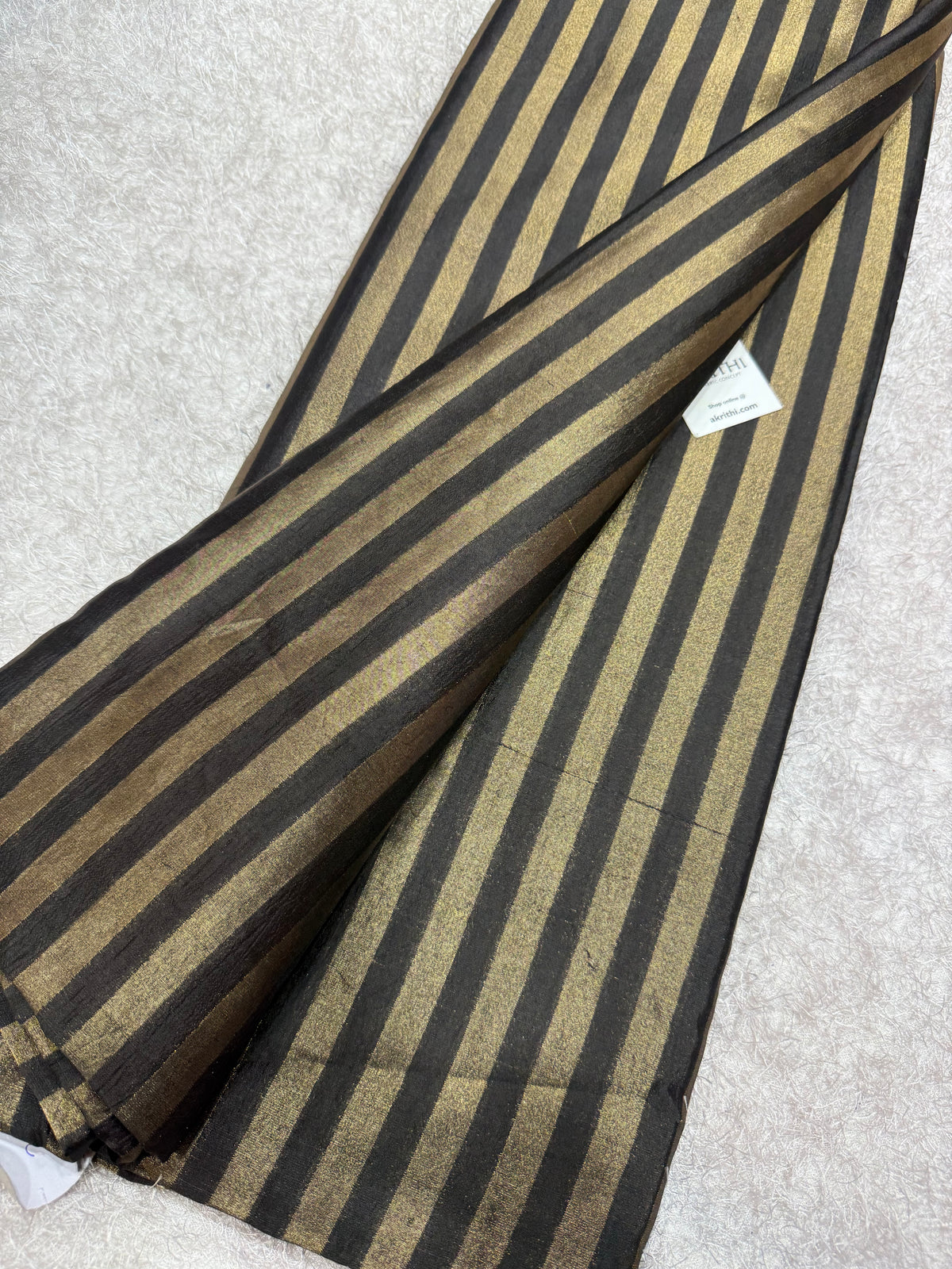 Banarasi pure dupion silk zari stripe fabric