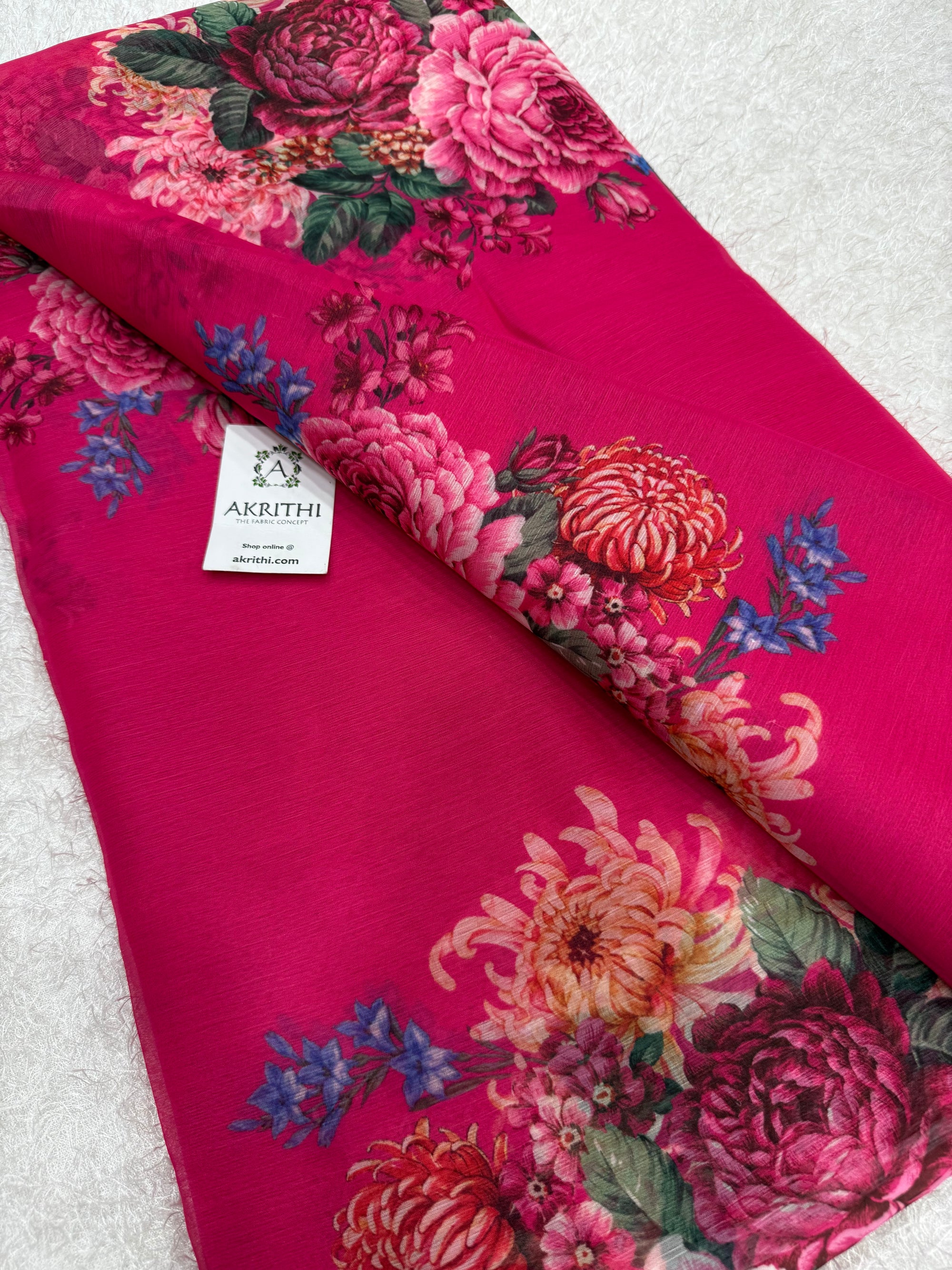 Digital floral printed chiffon fabric