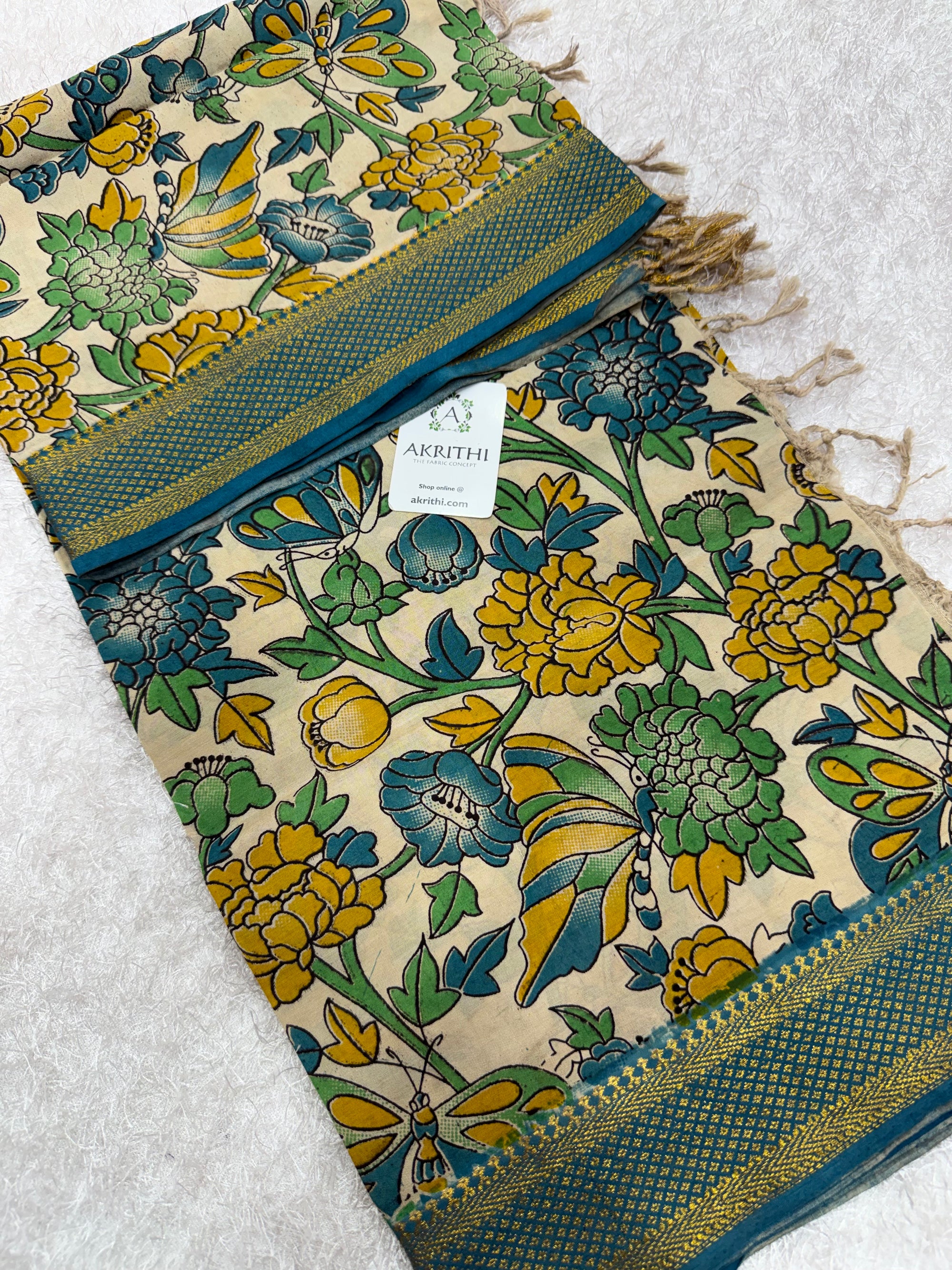 Kalamkari chenuri silk dupatta with mangalagiri border