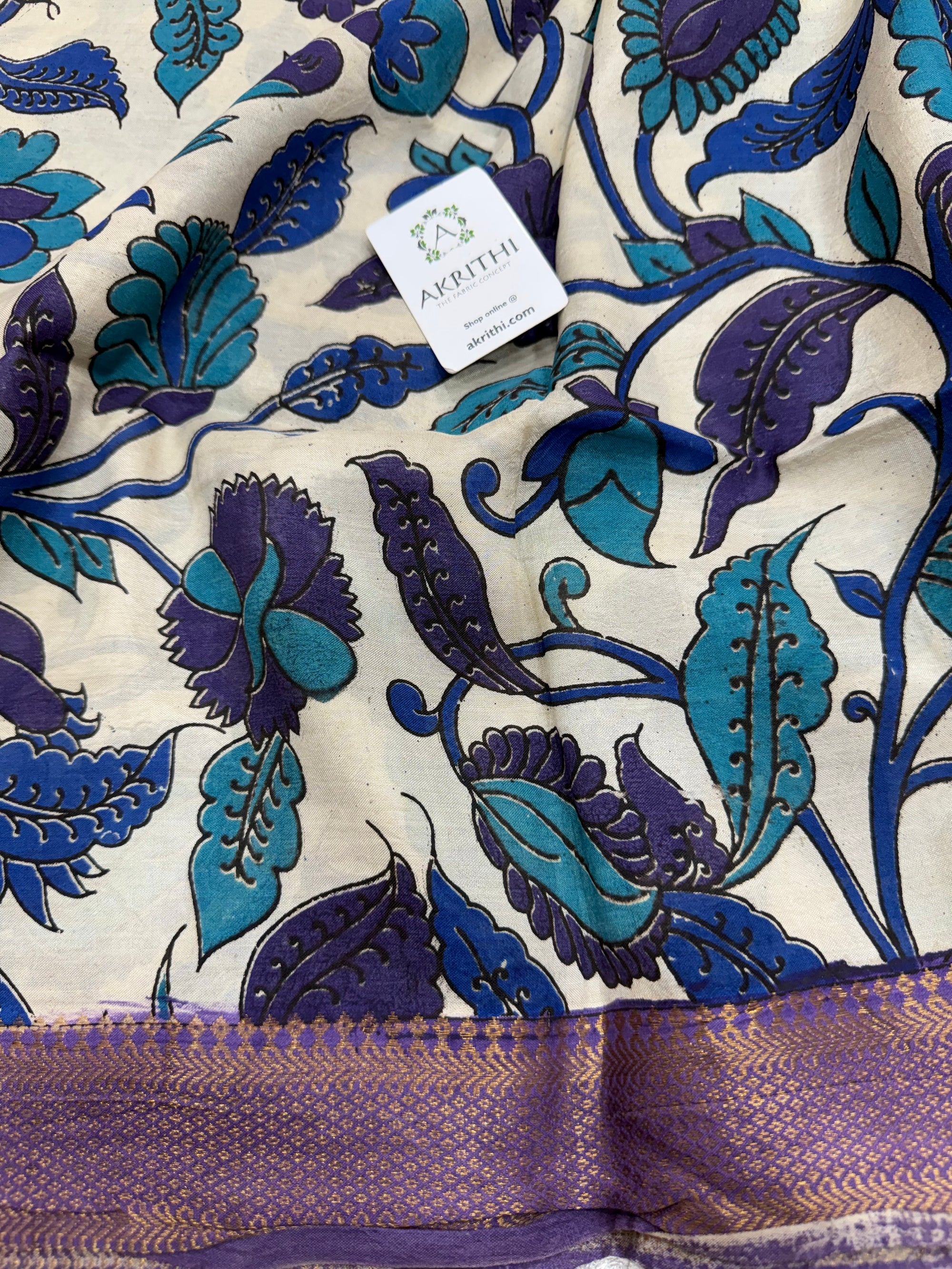Kalamkari chenuri silk dupatta with mangalagiri border