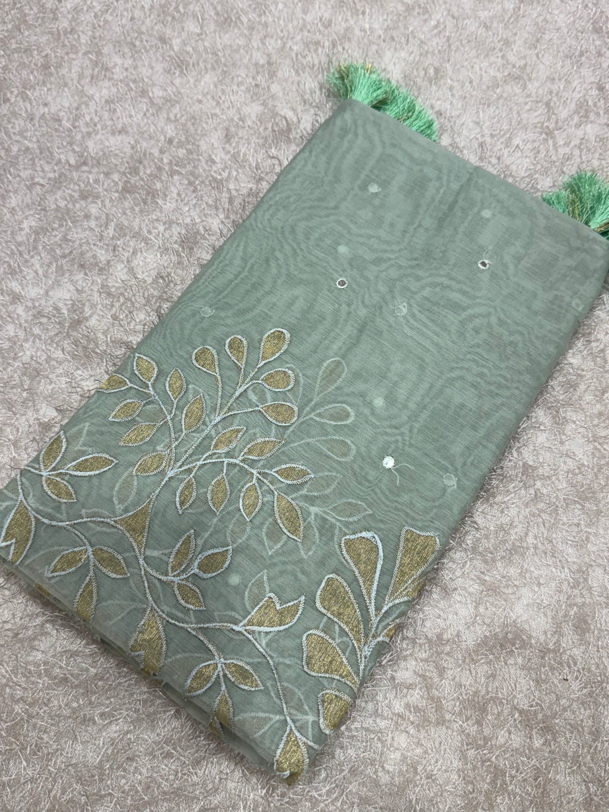 Appliqué work with mirror chanderi dupatta