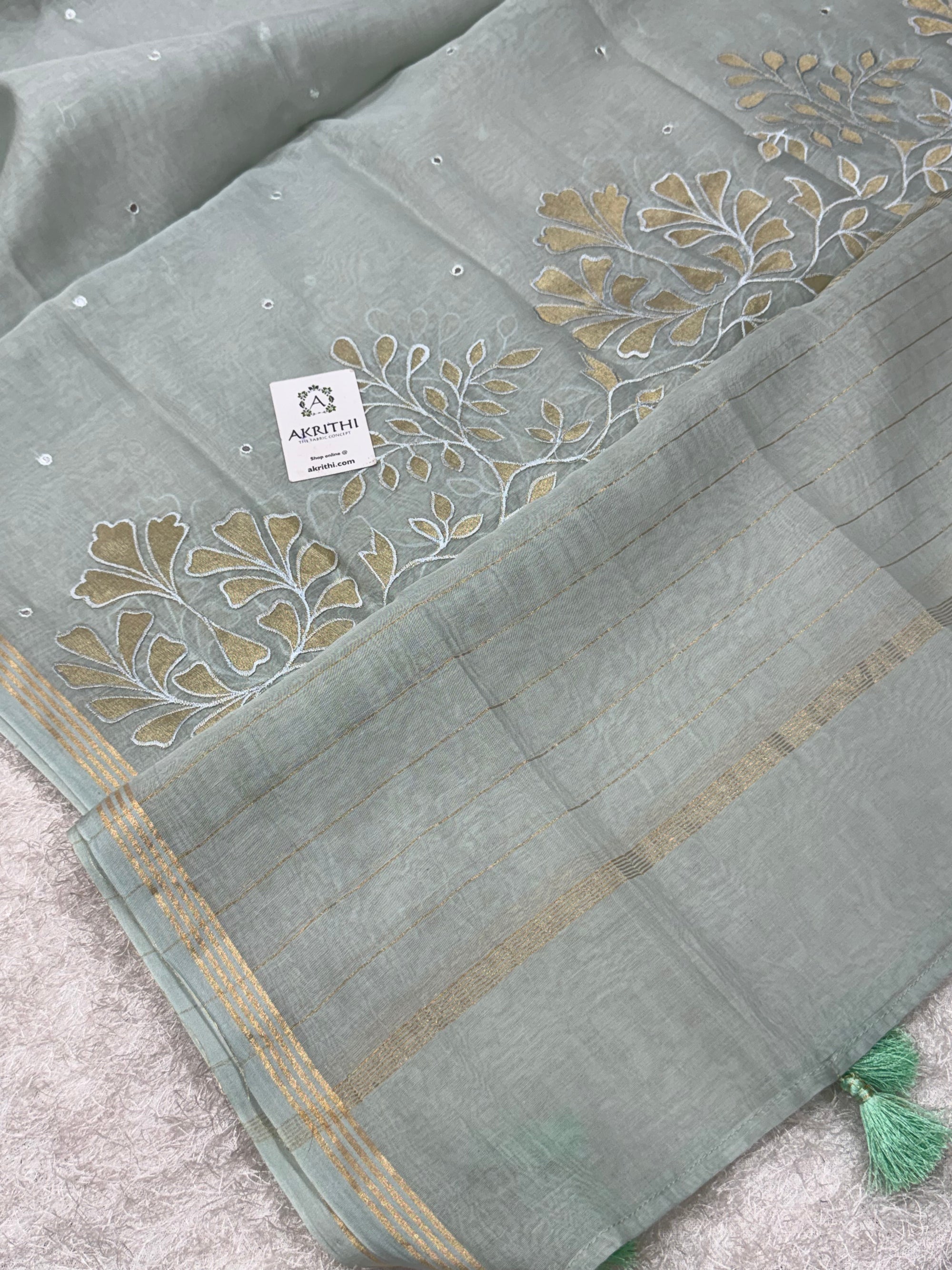Appliqué work with mirror chanderi dupatta