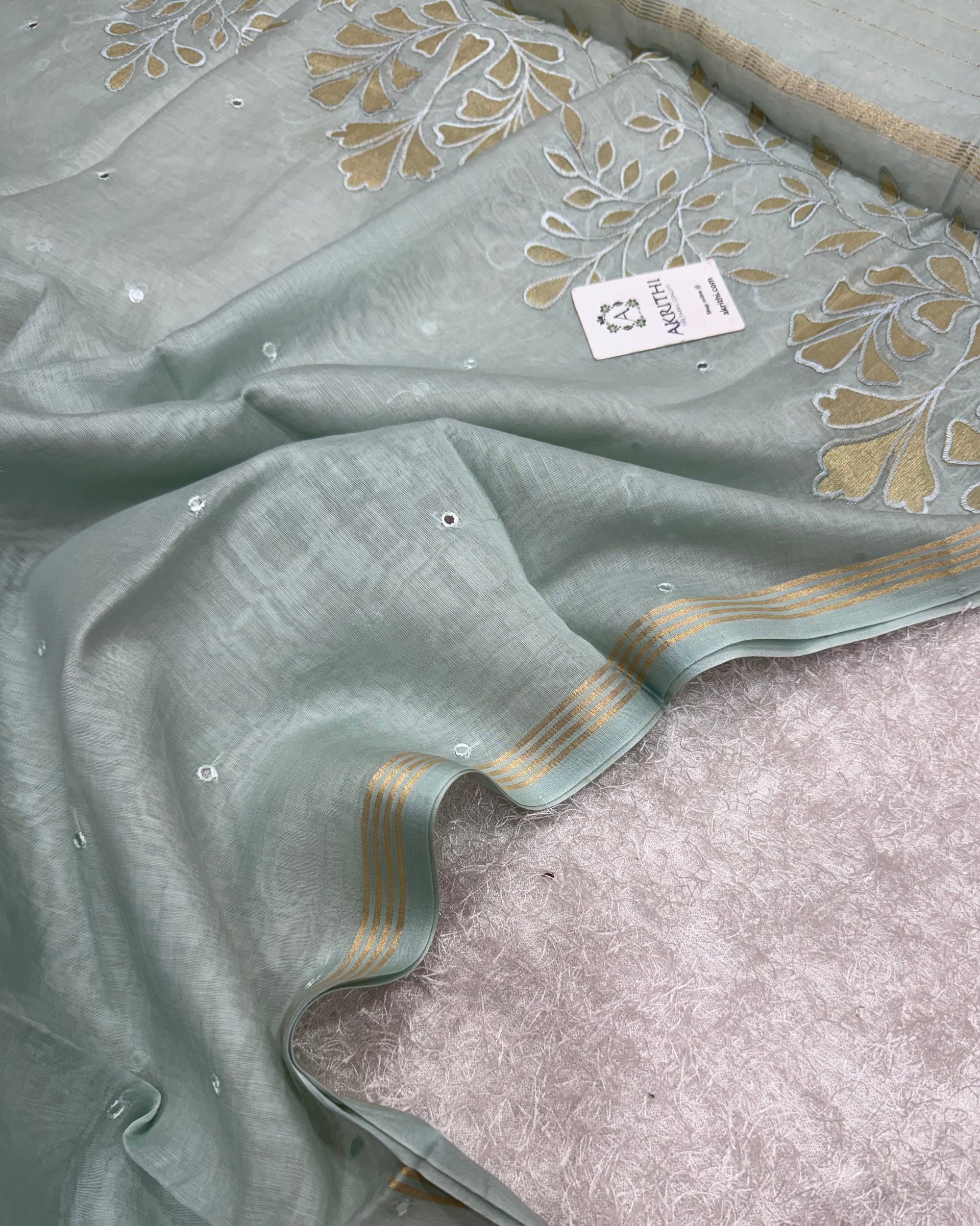 Appliqué work with mirror chanderi dupatta