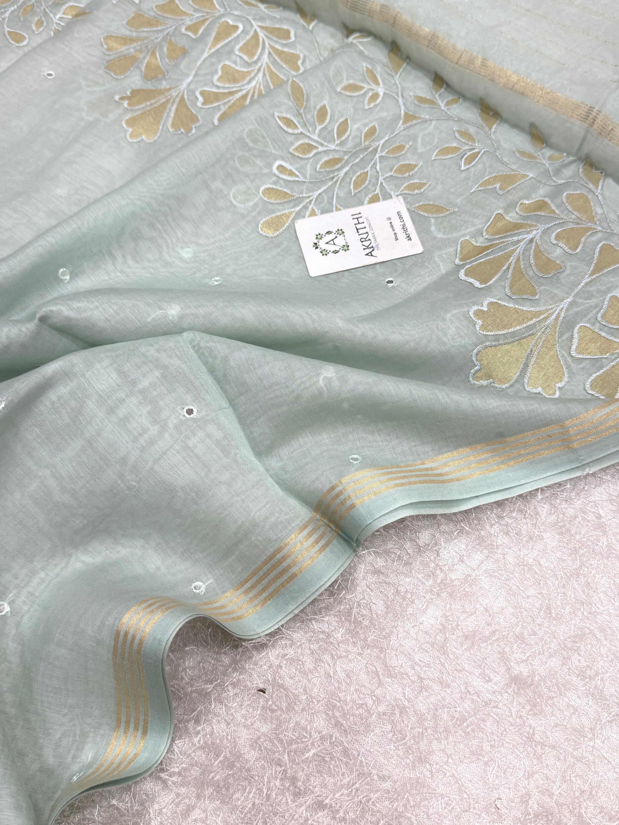 Appliqué work with mirror chanderi dupatta