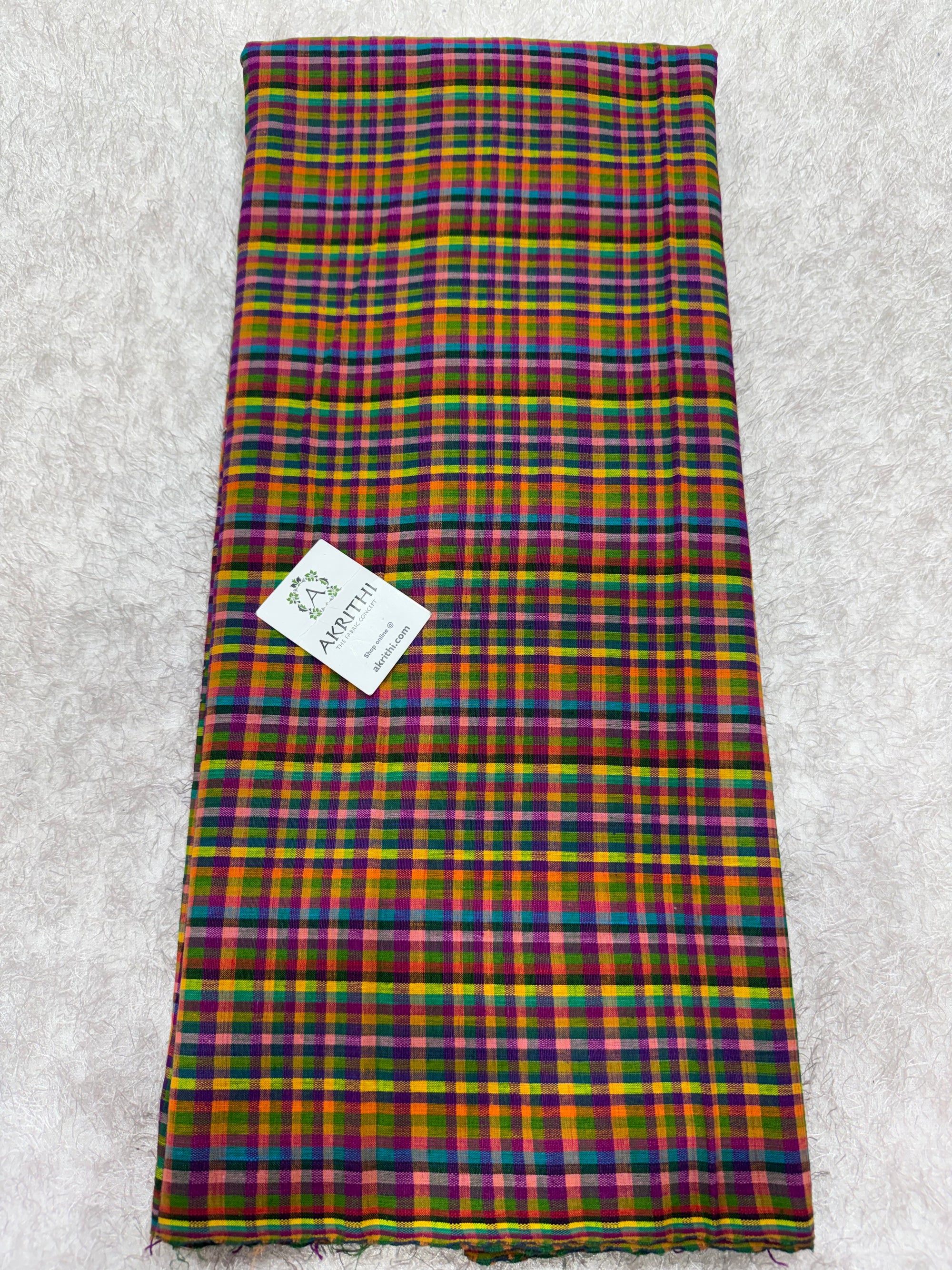 Madras checks pure cotton fabric