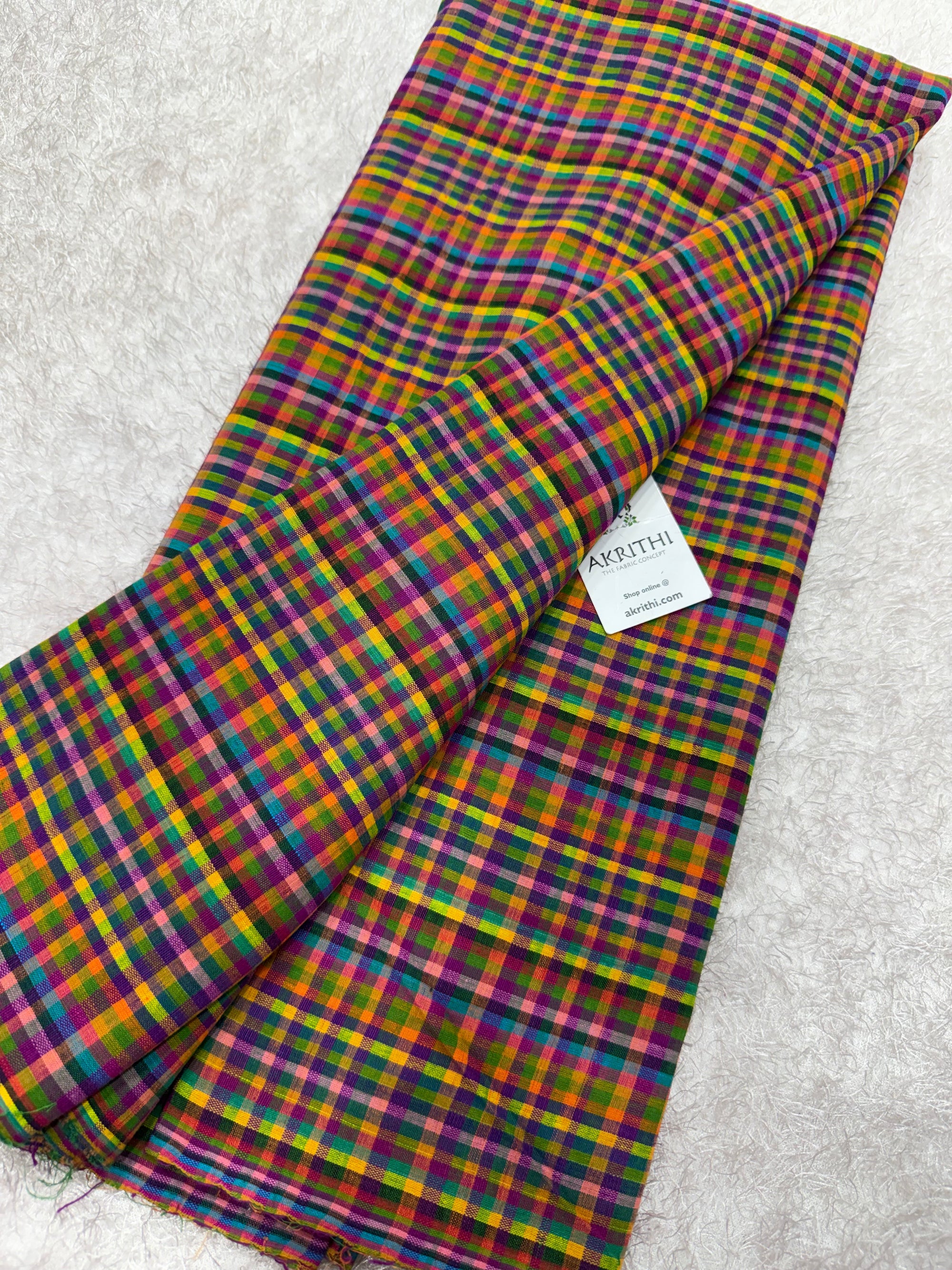 Madras checks pure cotton fabric