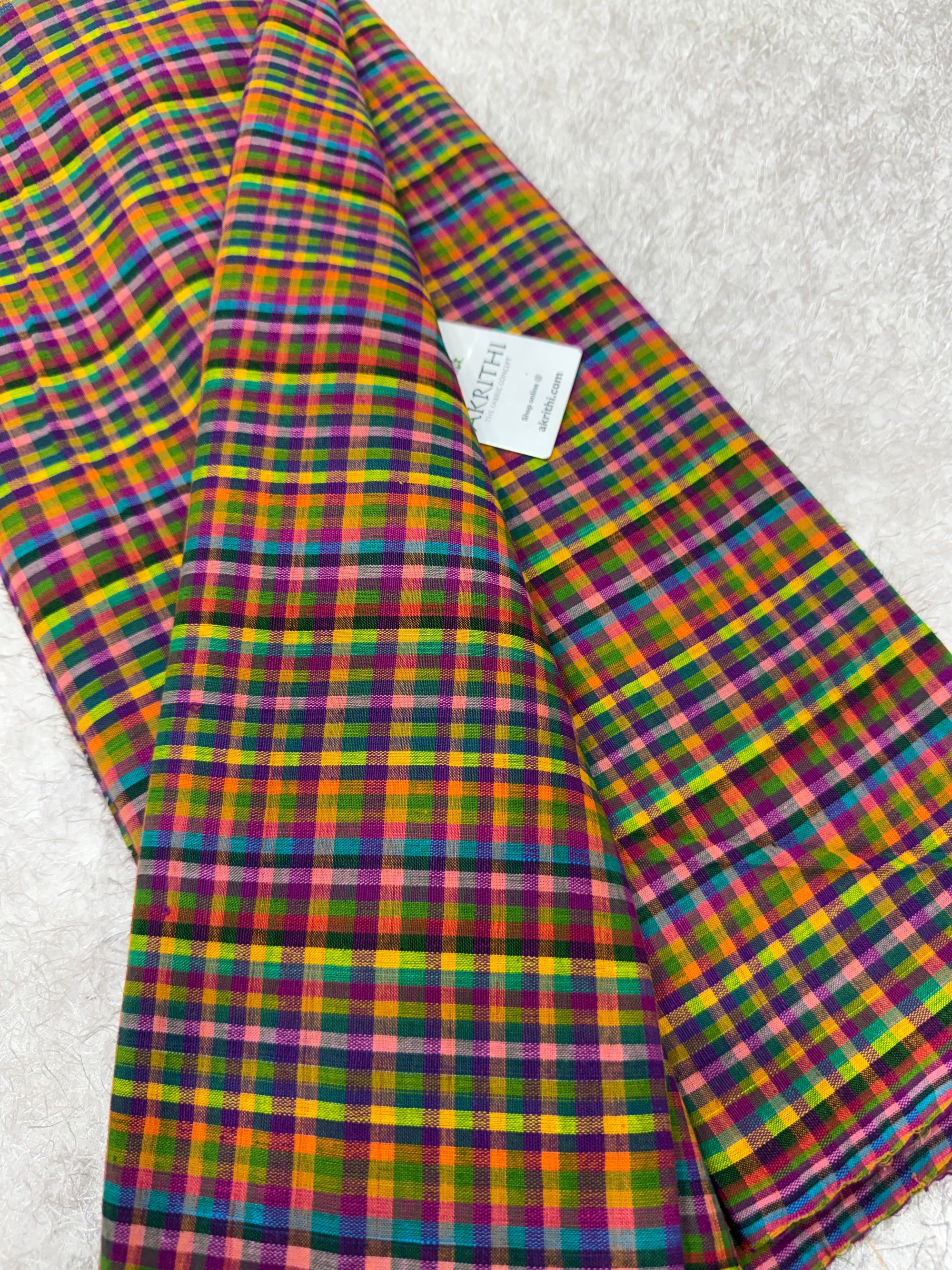 Madras checks pure cotton fabric