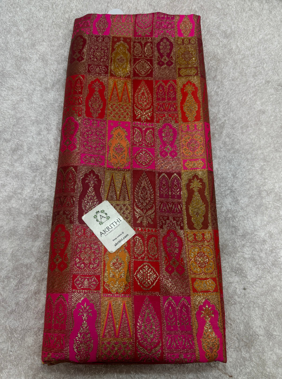 Multicoloured Pure Banarasi brocade fabric