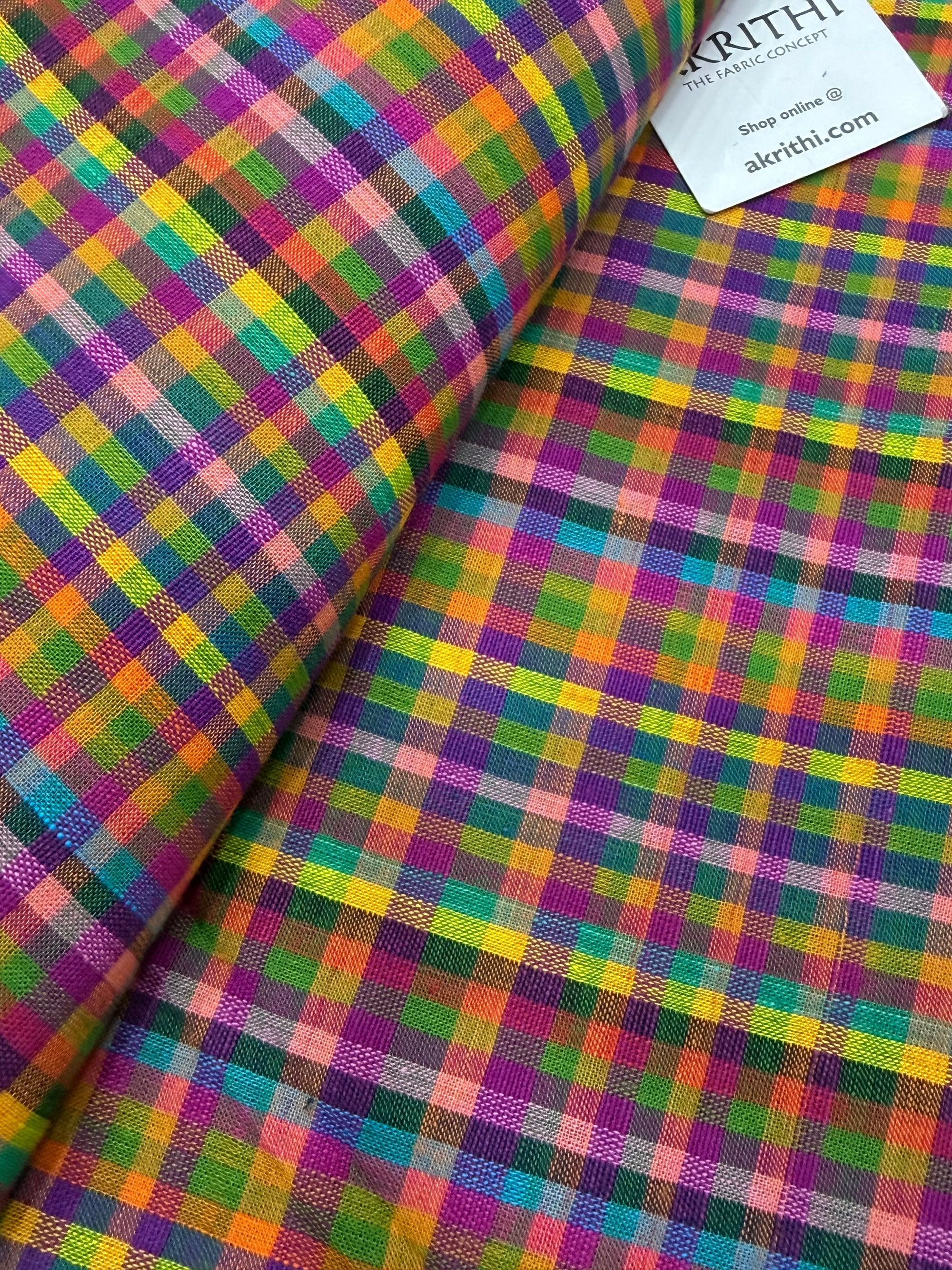 Madras checks pure cotton fabric