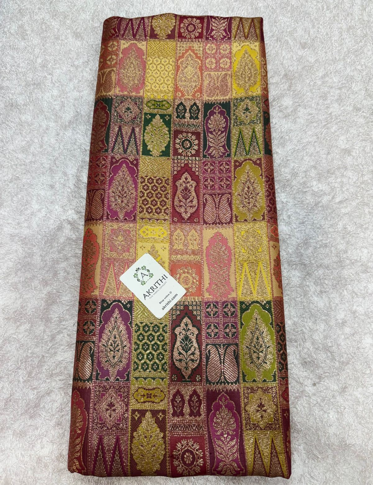 Multicoloured Pure Banarasi brocade fabric