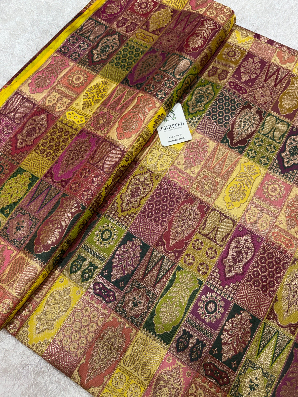 Multicoloured Pure Banarasi brocade fabric