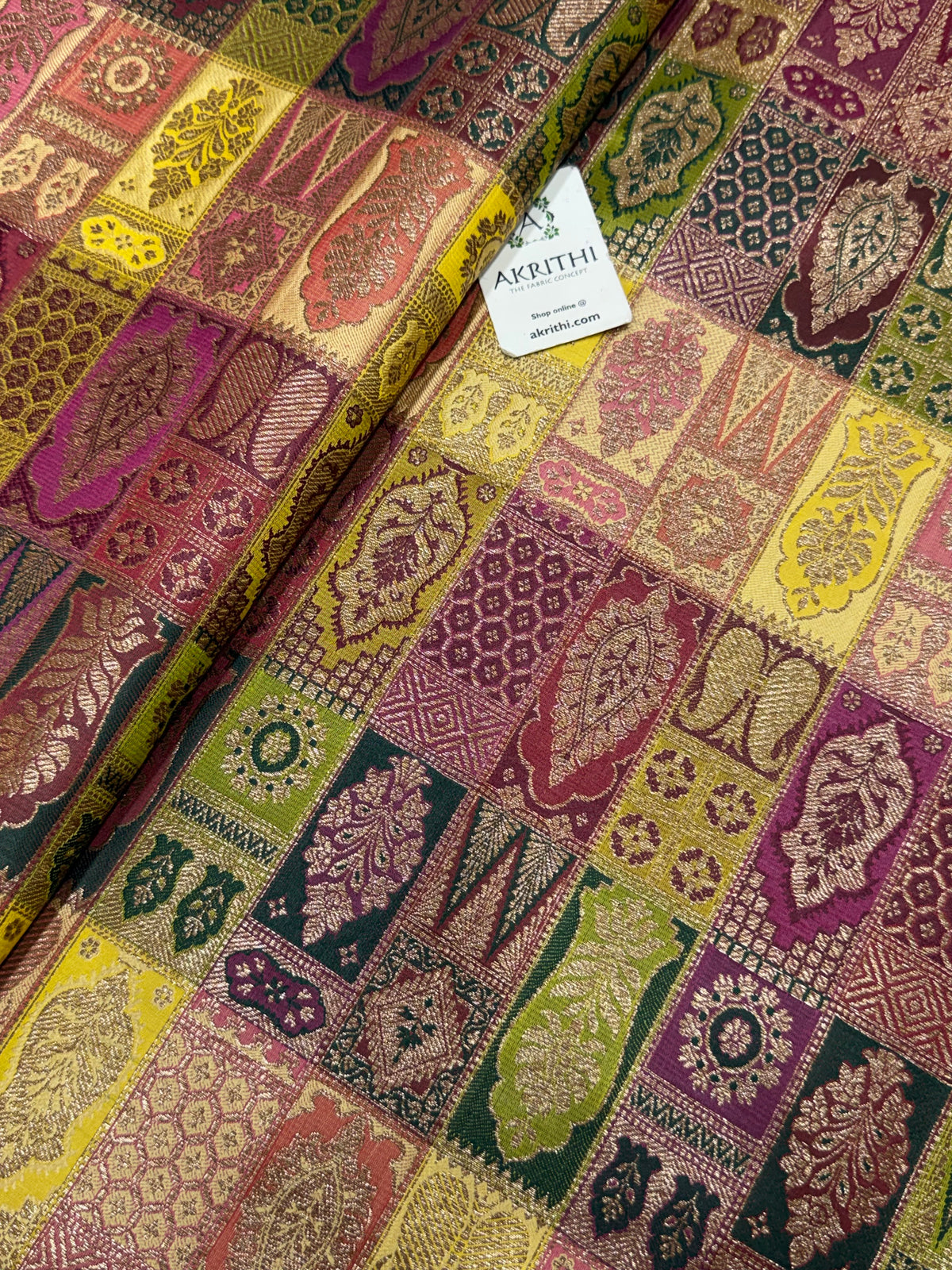 Multicoloured Pure Banarasi brocade fabric