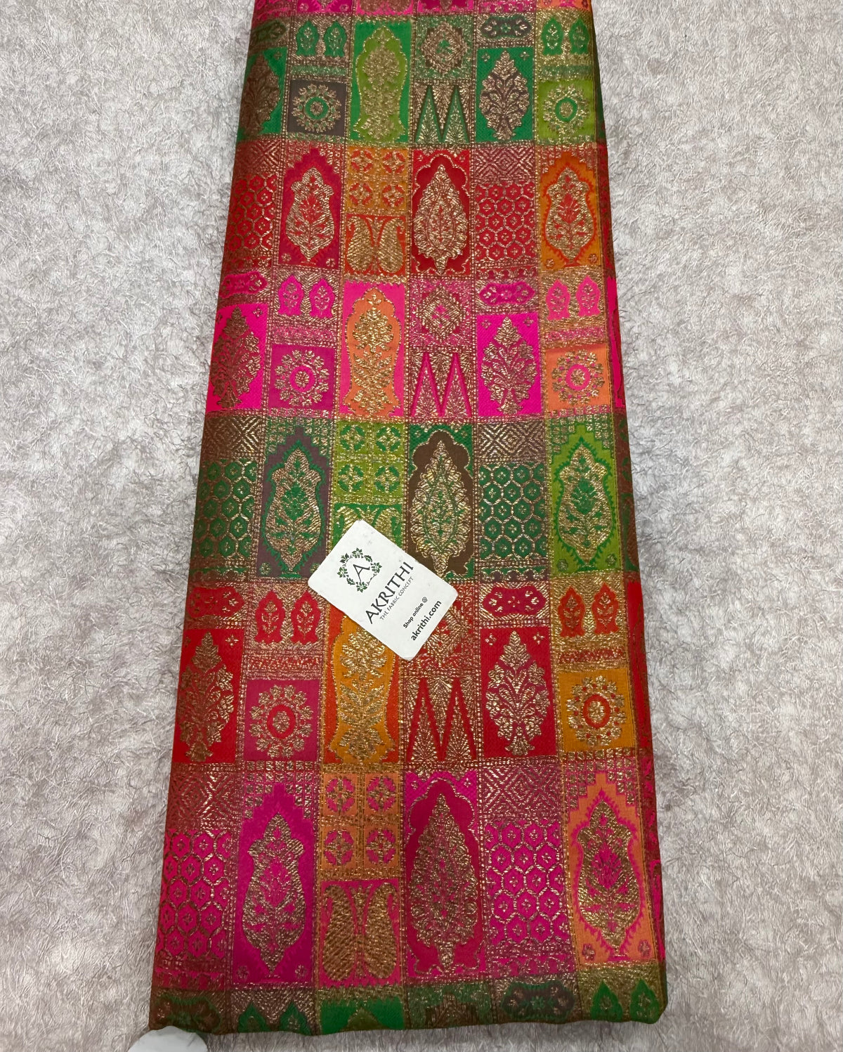 Multicoloured Pure Banarasi brocade fabric