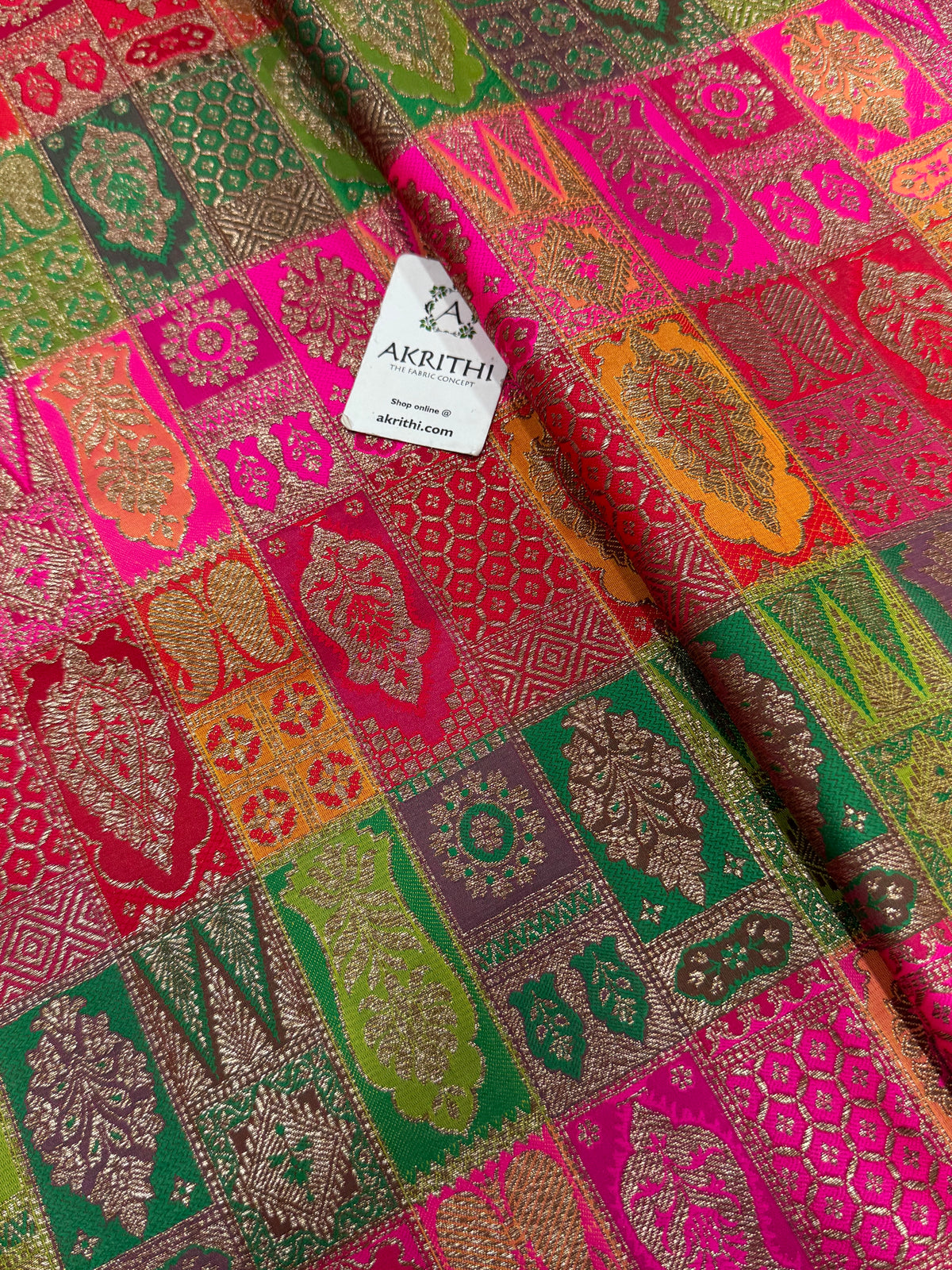 Multicoloured Pure Banarasi brocade fabric