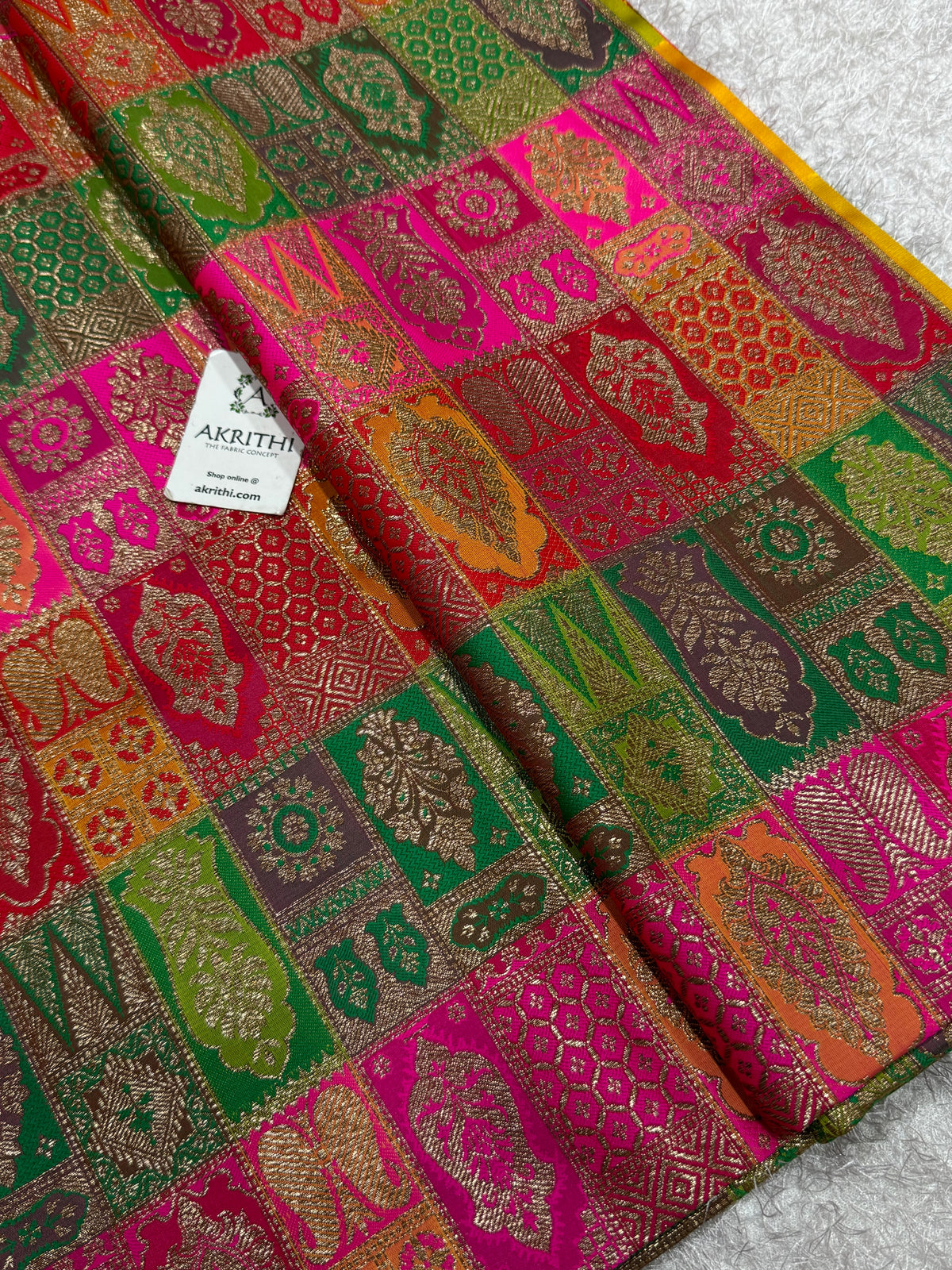 Multicoloured Pure Banarasi brocade fabric