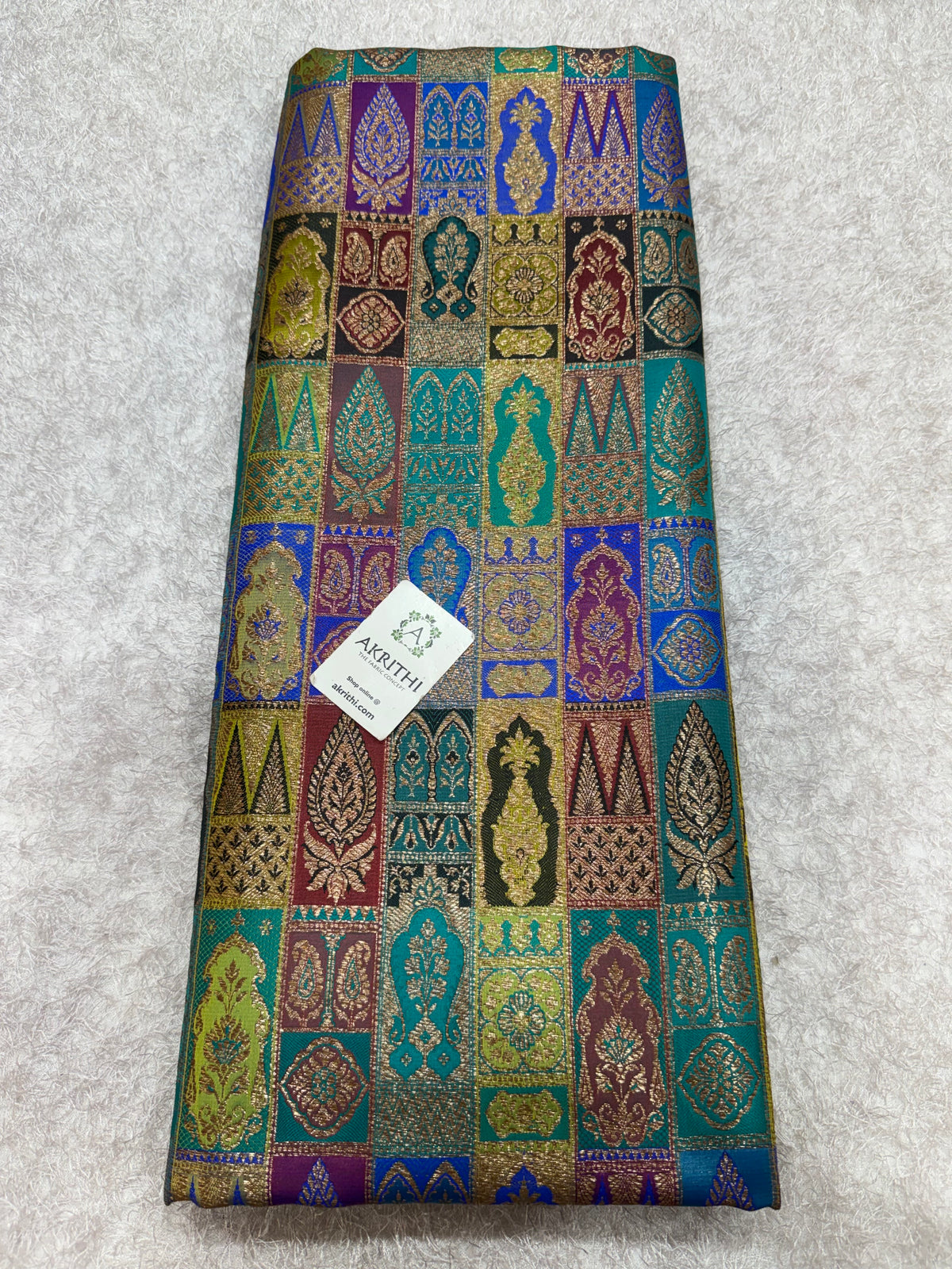 Multicoloured Pure Banarasi brocade fabric