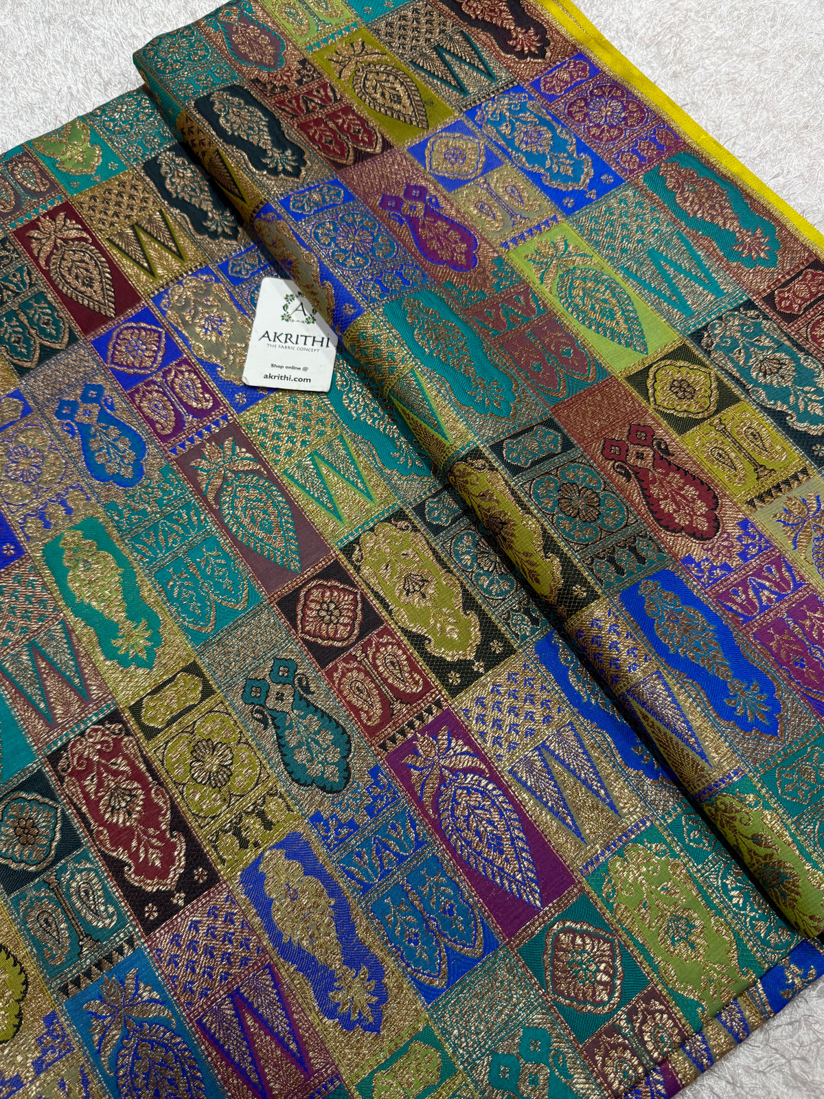 Multicoloured Pure Banarasi brocade fabric