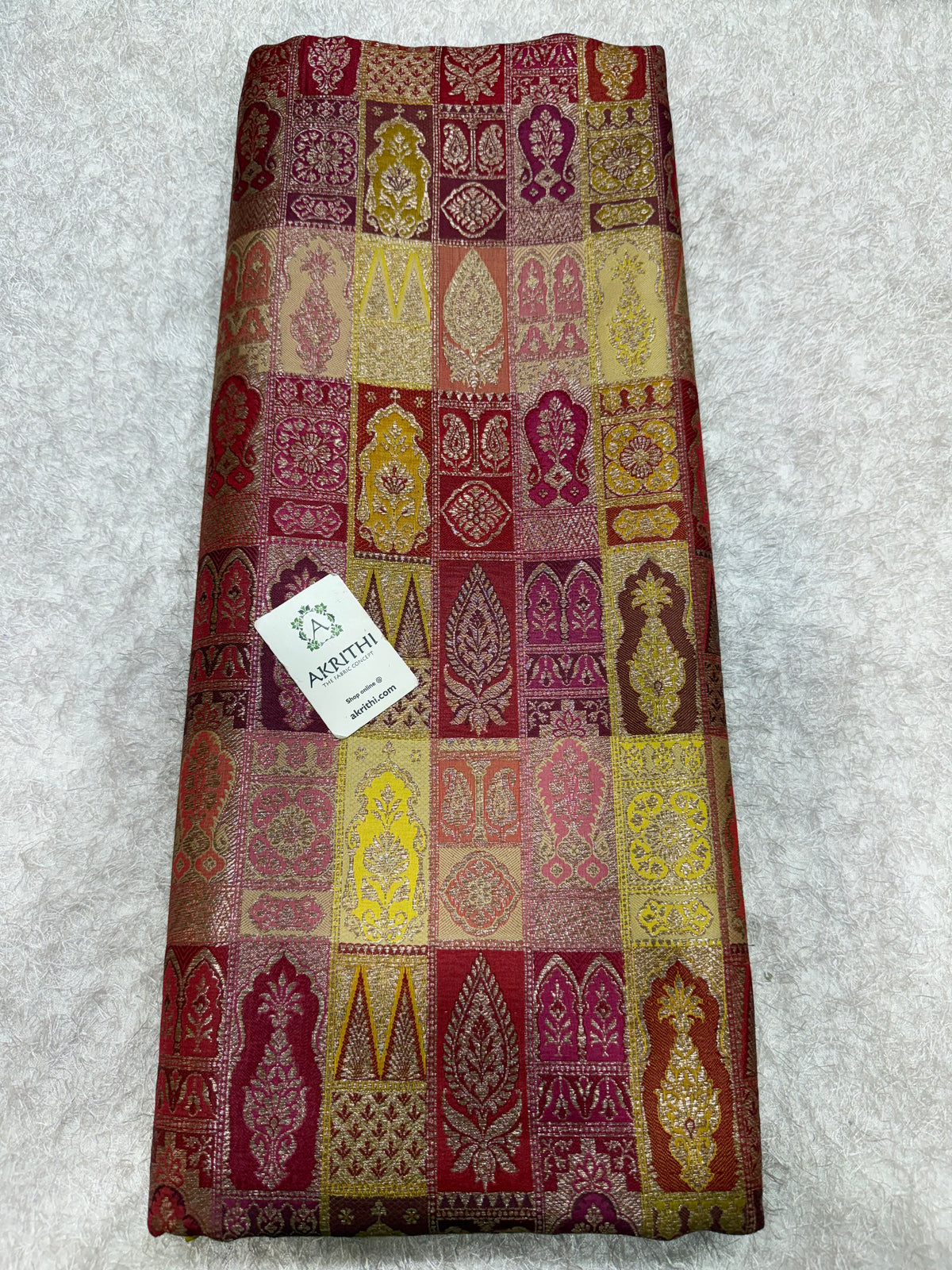 Multicoloured Pure Banarasi brocade fabric