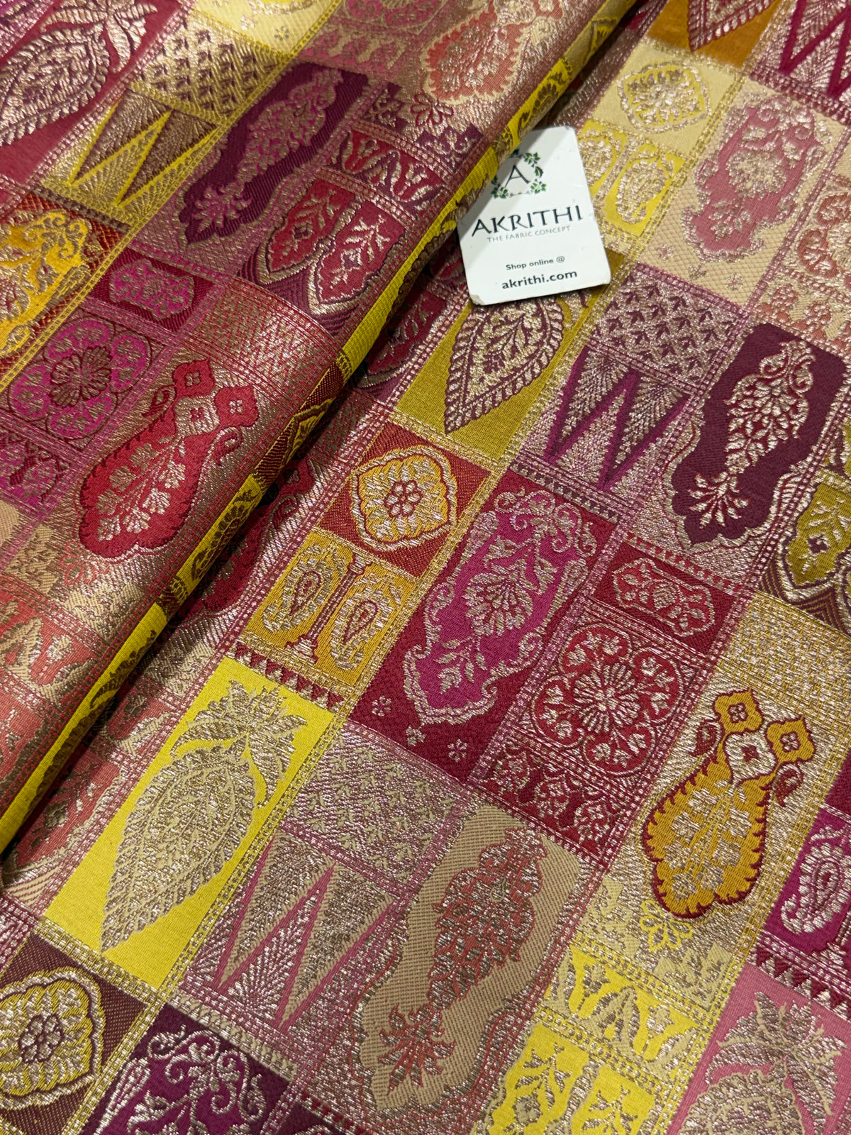 Multicoloured Pure Banarasi brocade fabric