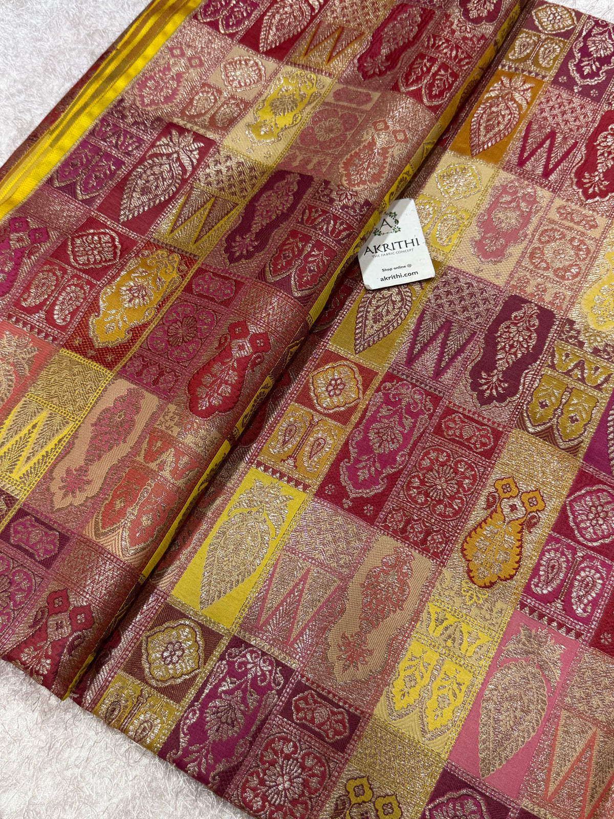 Multicoloured Pure Banarasi brocade fabric