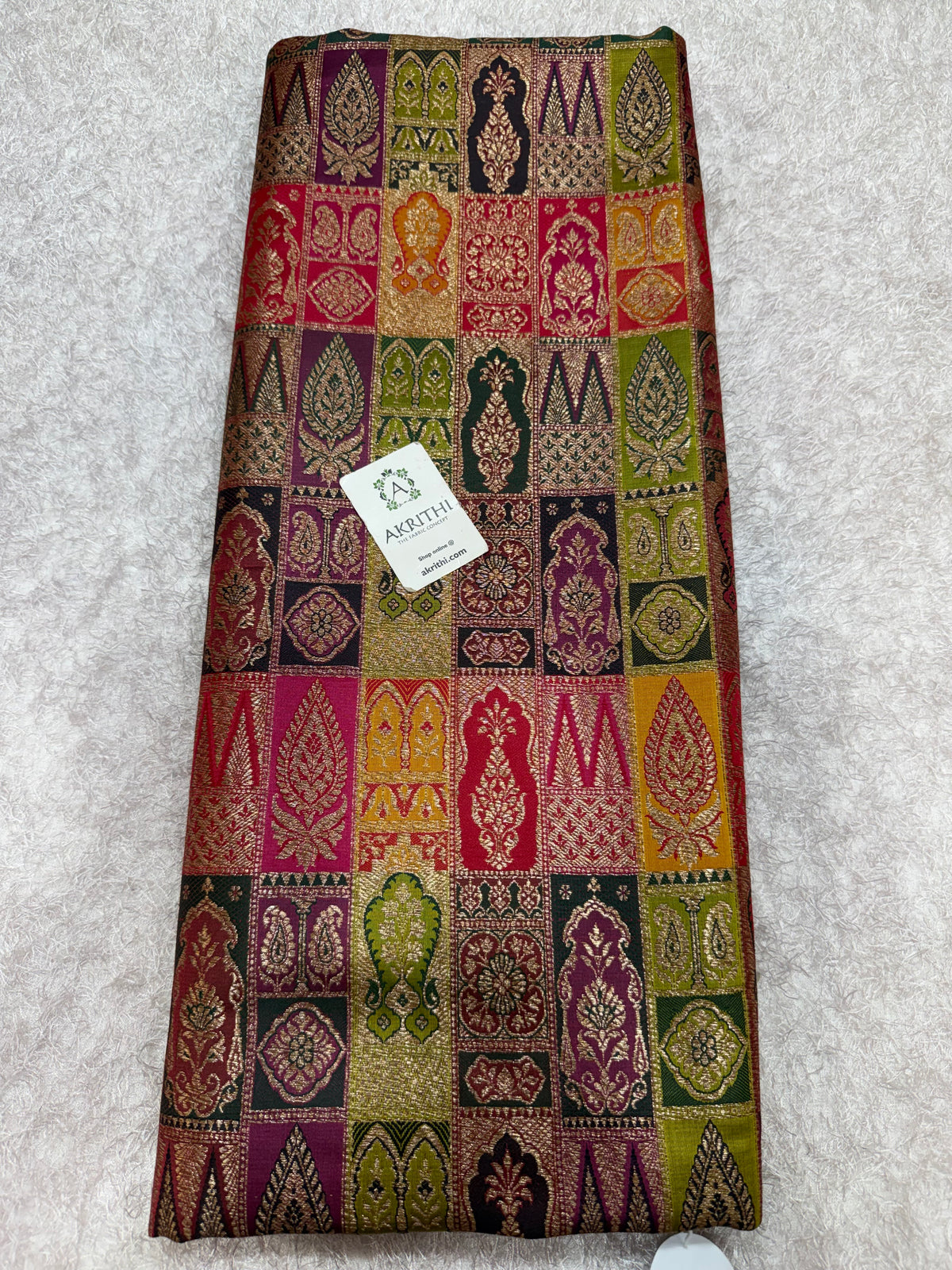 Multicoloured Pure Banarasi brocade fabric