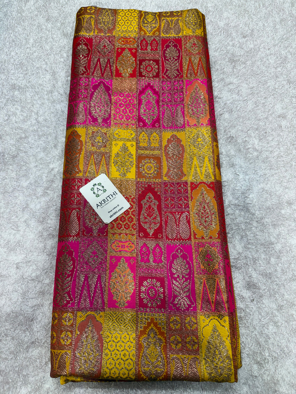 Multicoloured Pure Banarasi brocade fabric
