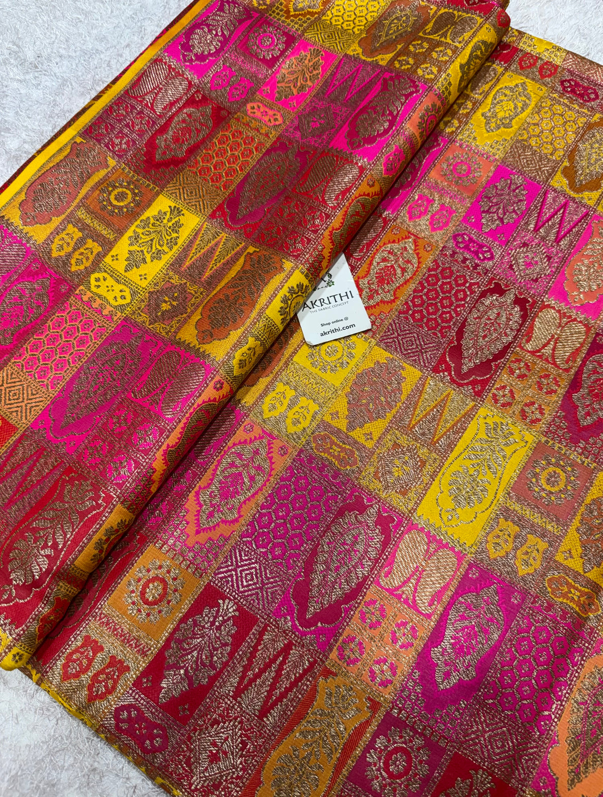 Multicoloured Pure Banarasi brocade fabric