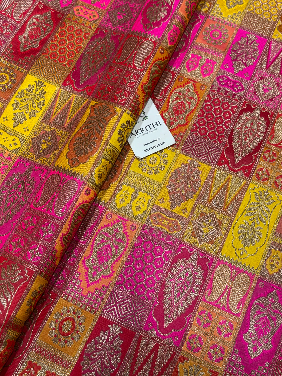 Multicoloured Pure Banarasi brocade fabric