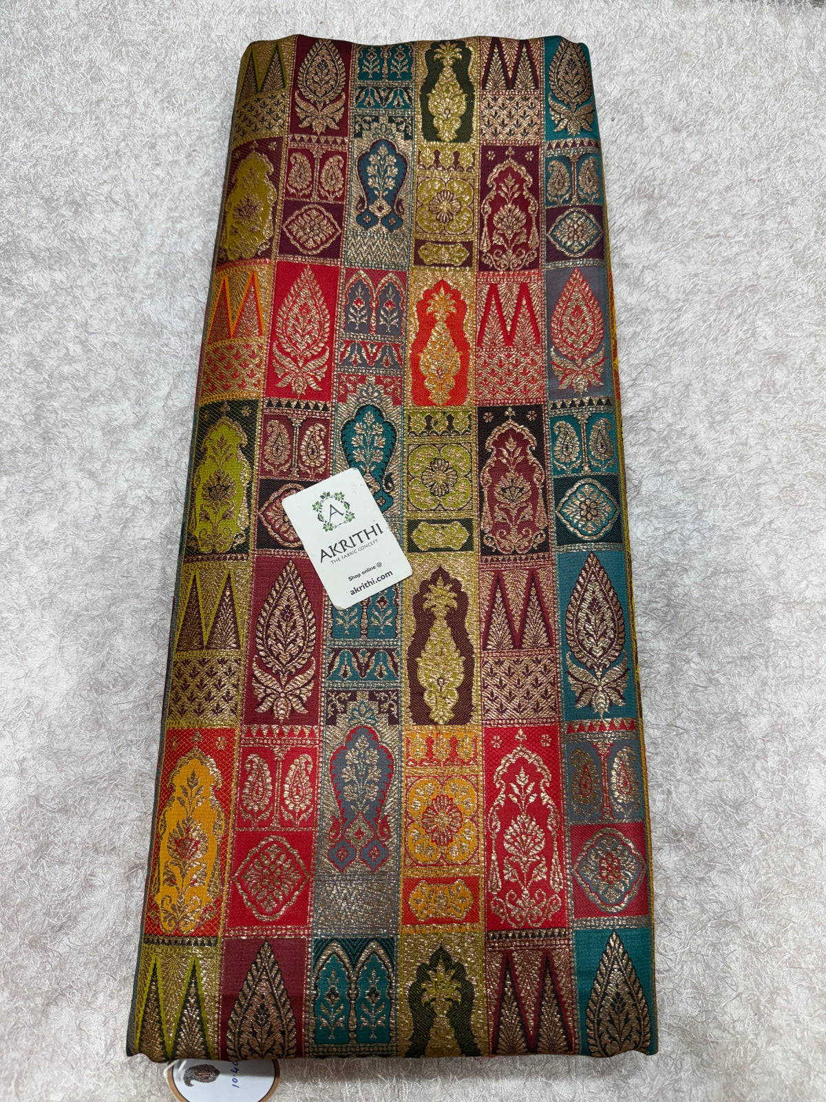 Multicoloured Pure Banarasi brocade fabric