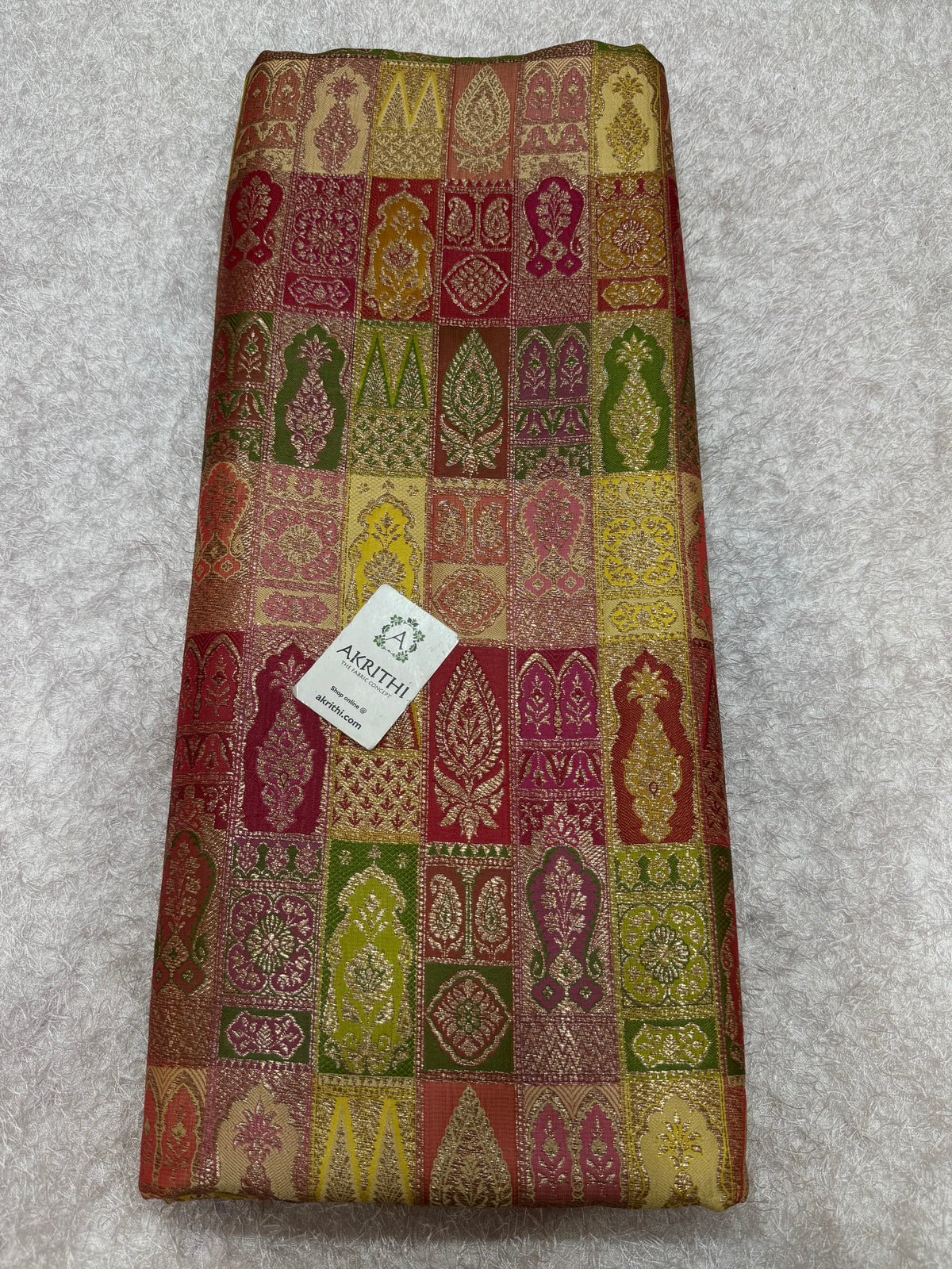 Multicoloured Pure Banarasi brocade fabric