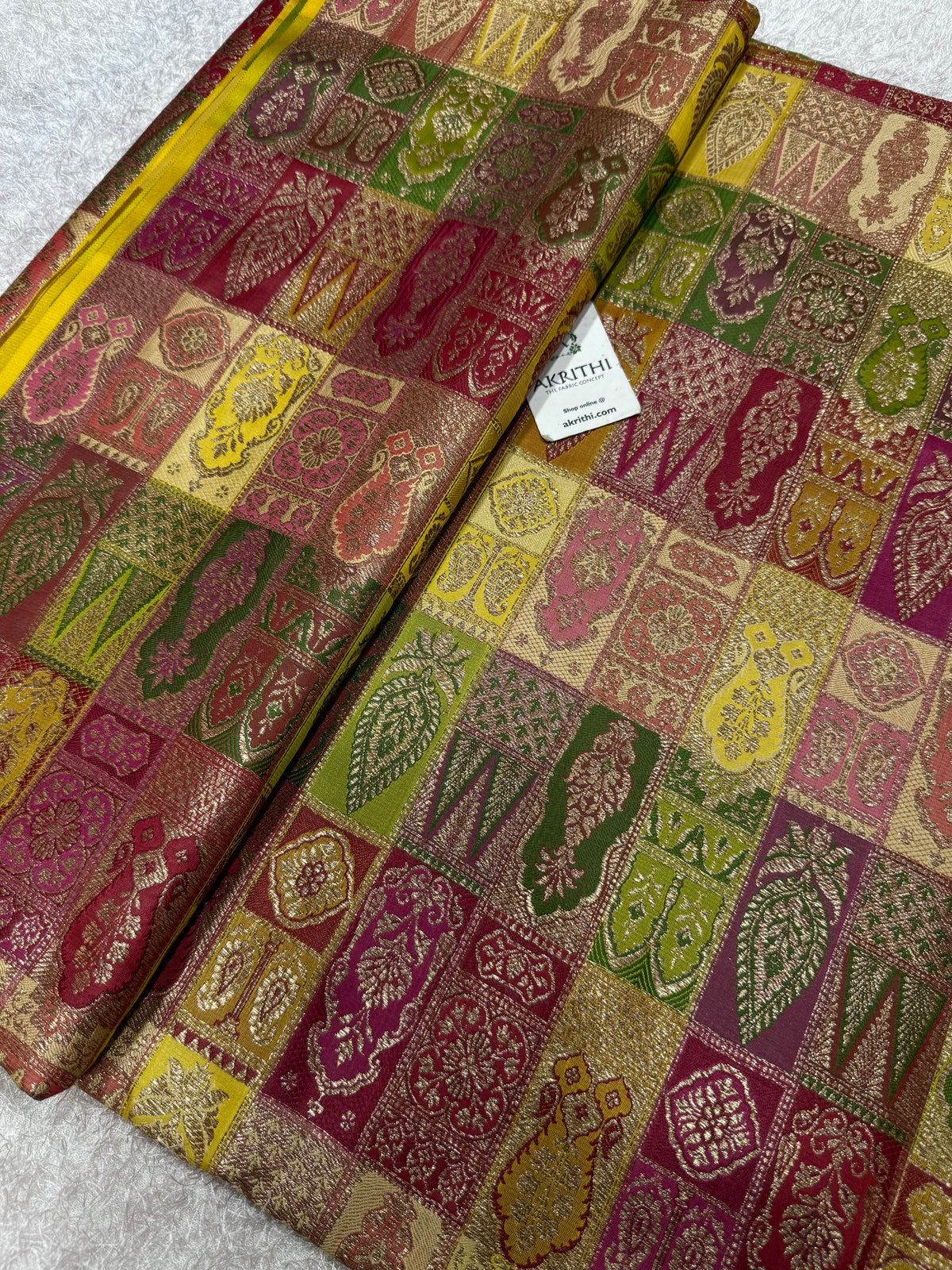 Multicoloured Pure Banarasi brocade fabric