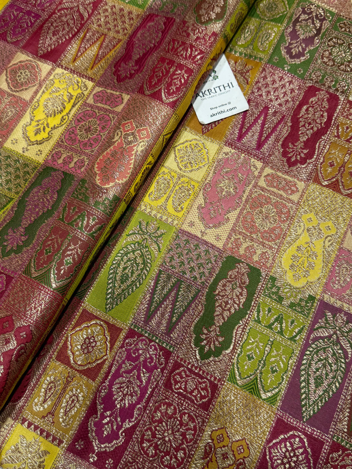 Multicoloured Pure Banarasi brocade fabric
