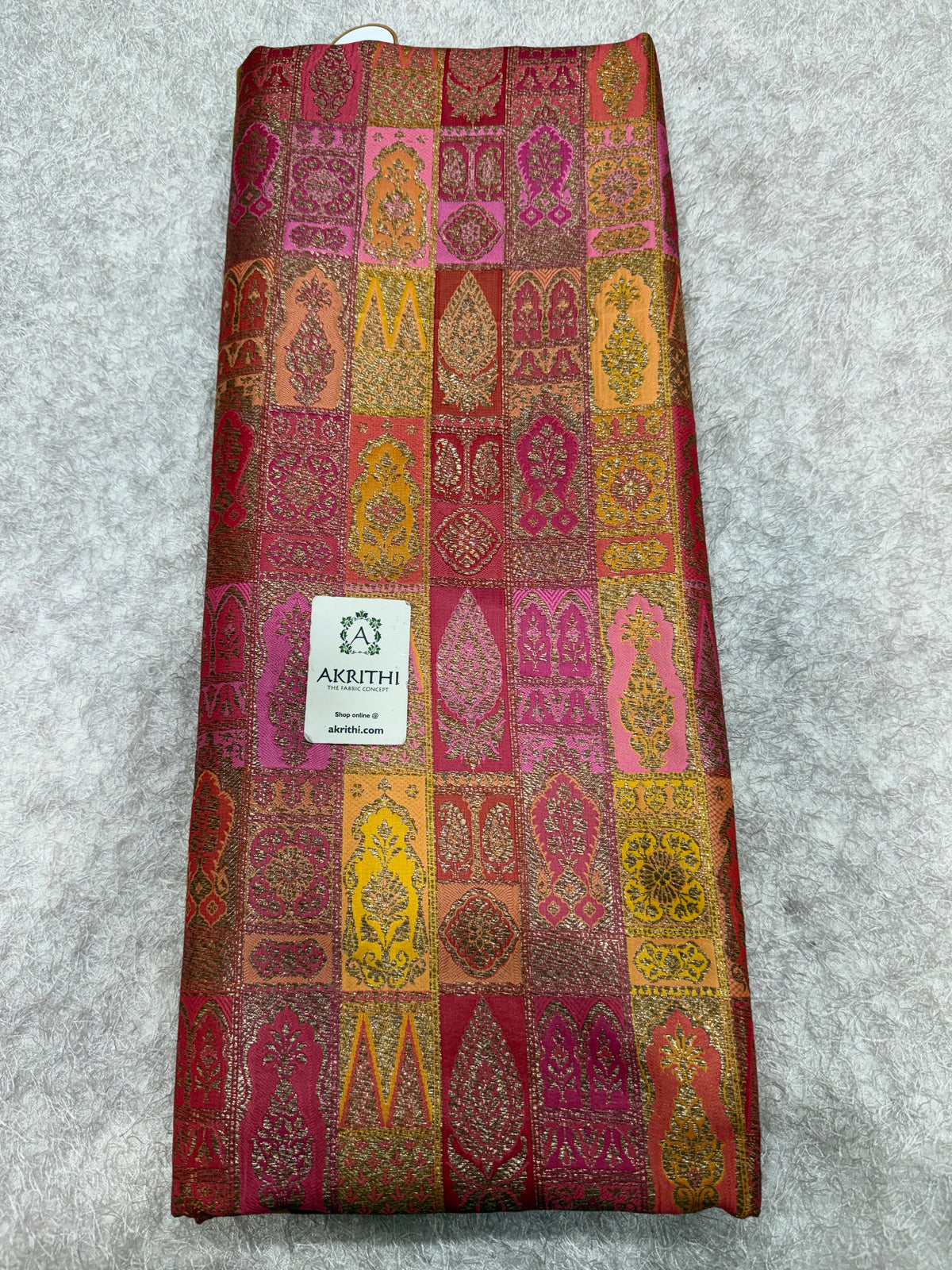 Multicoloured Pure Banarasi brocade fabric