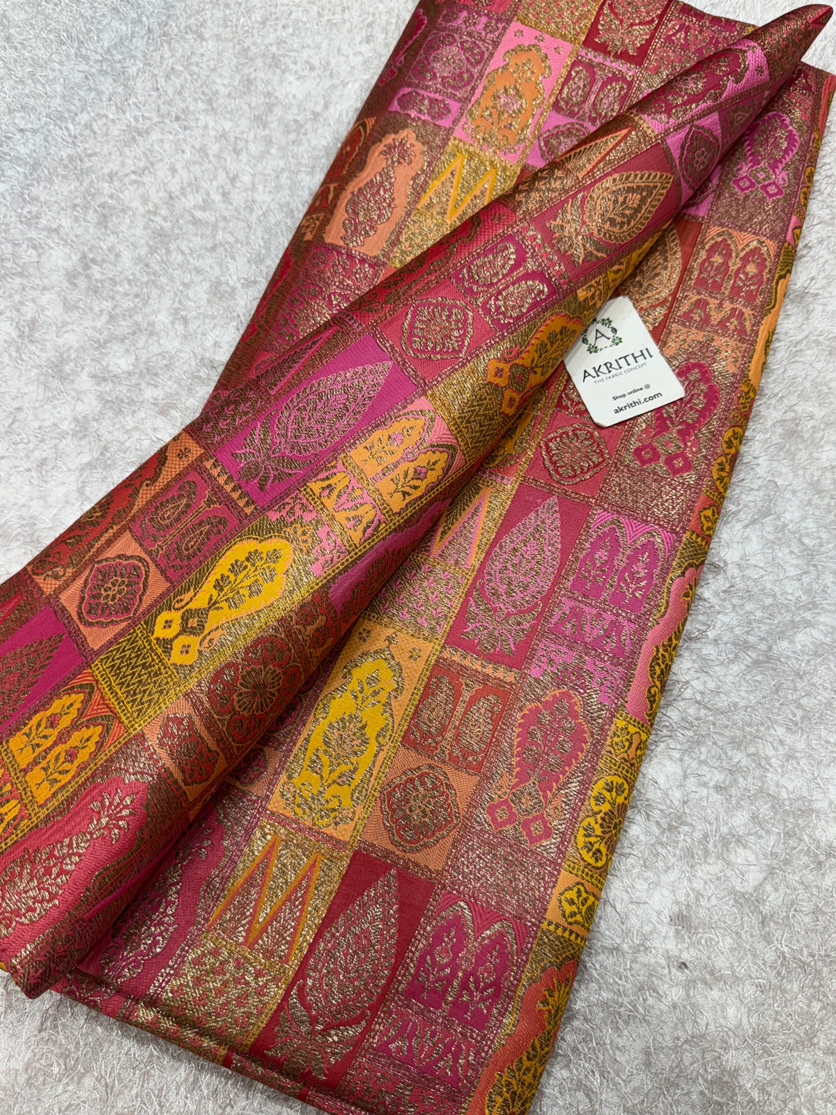Multicoloured Pure Banarasi brocade fabric